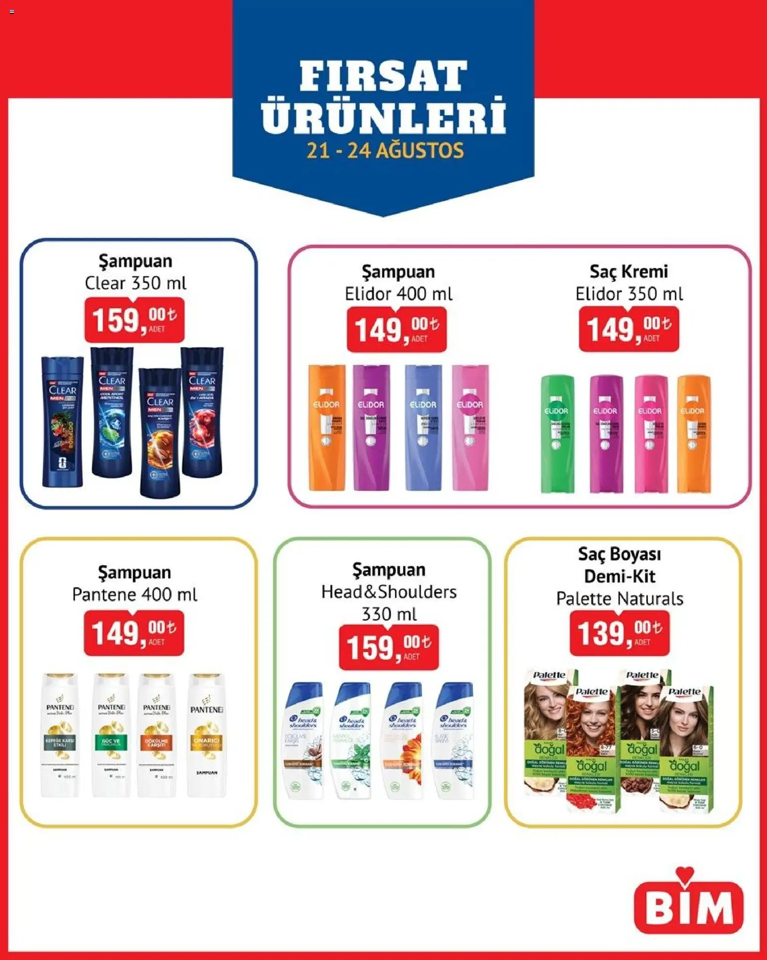 BİM - İndirimli Ürünler - 21 Ağustos 2026 tarihinden itibaren geçerlidir | Sayfa: 5 | Ürünler: Şampuan, Saç Kremi