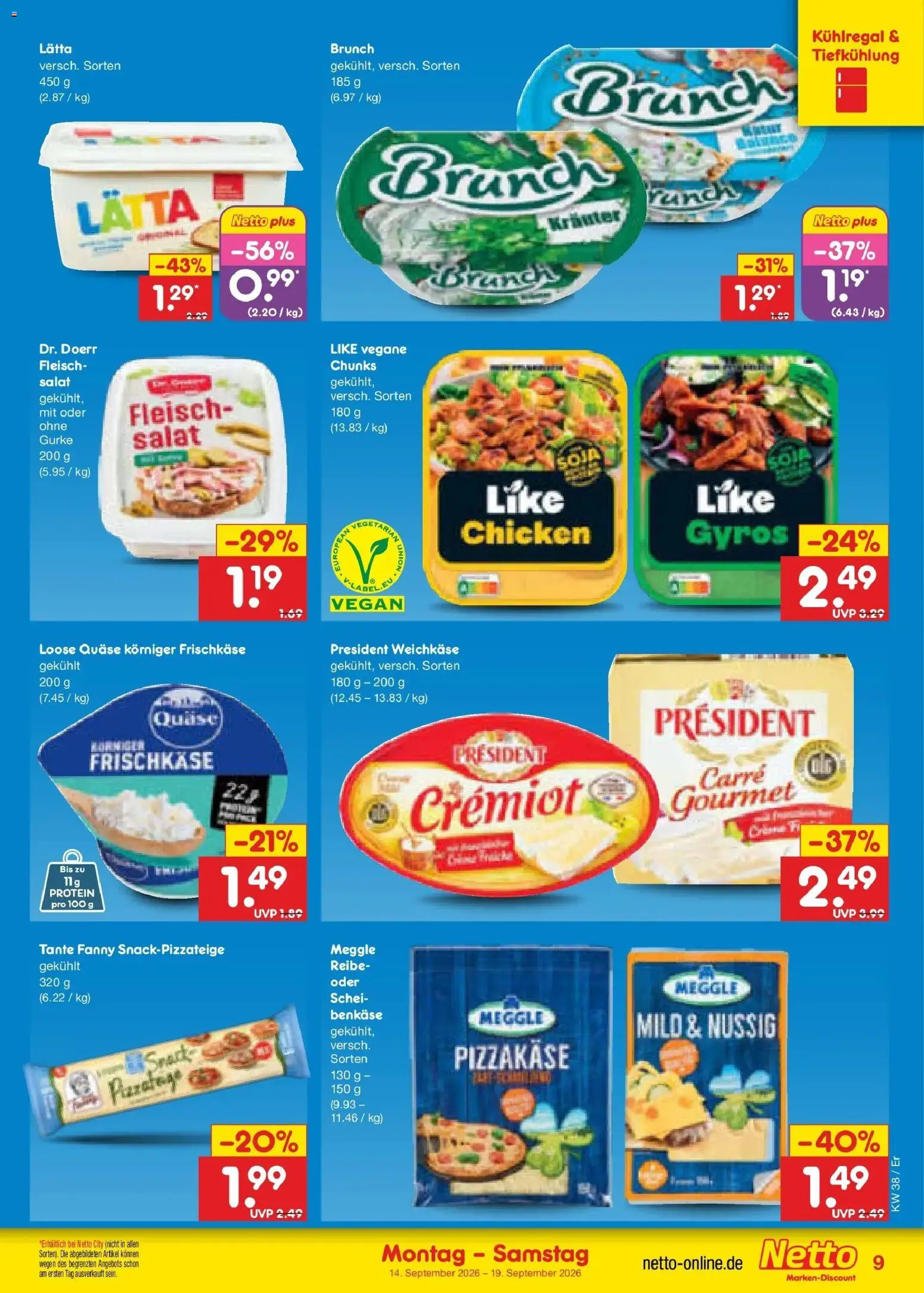 Netto Marken-Discount Prospekt Naumburg – gültig ab 14.09.2026 | Seite: 11 | Produkte: Lätta, Fleisch, Salat, Frischkase