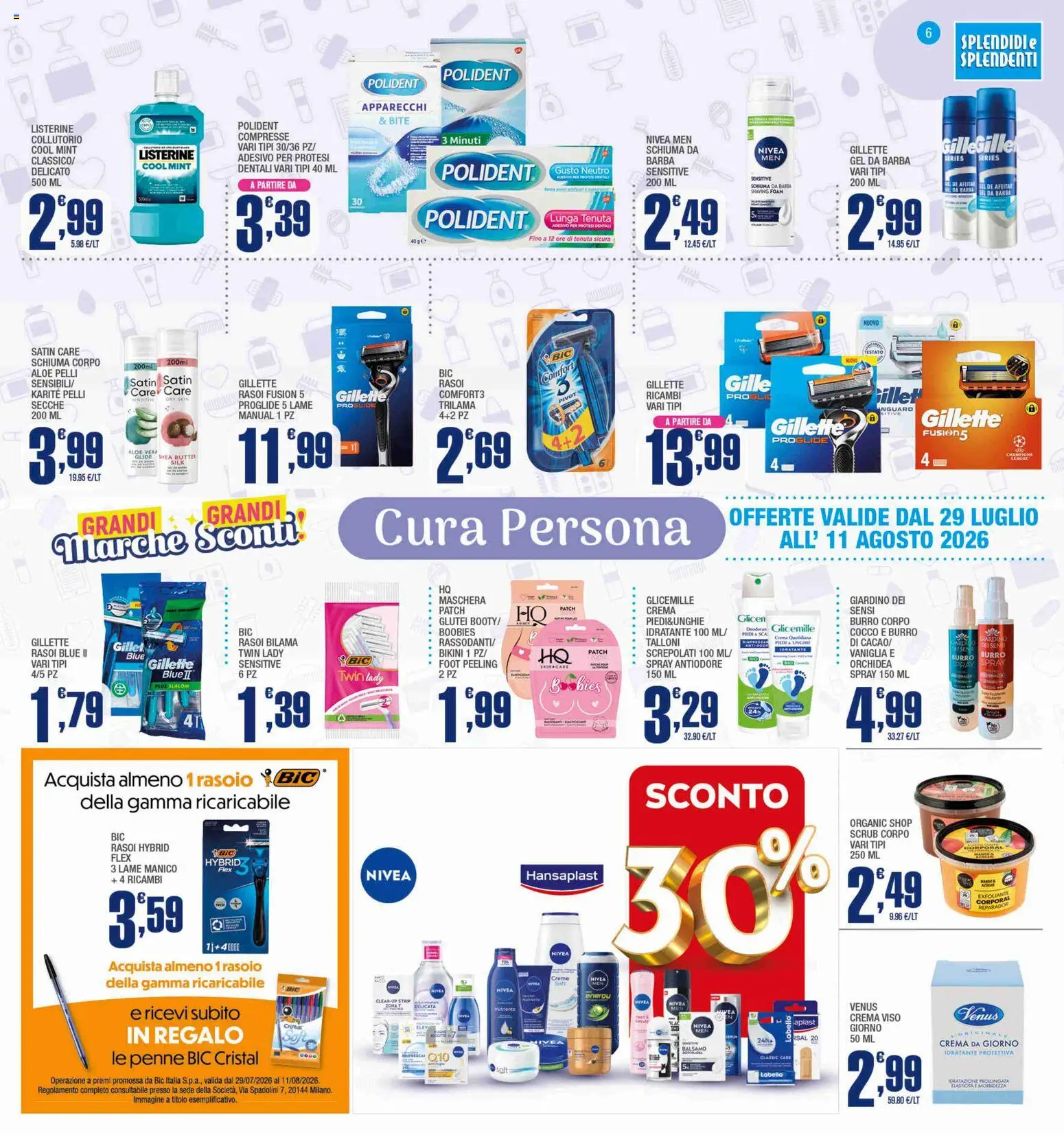 Volantino Splendidi e Splendenti del 29/07/2026 | Pagina: 6 | Prodotti: Balsamo, Collutorio, Crema viso, Bikini