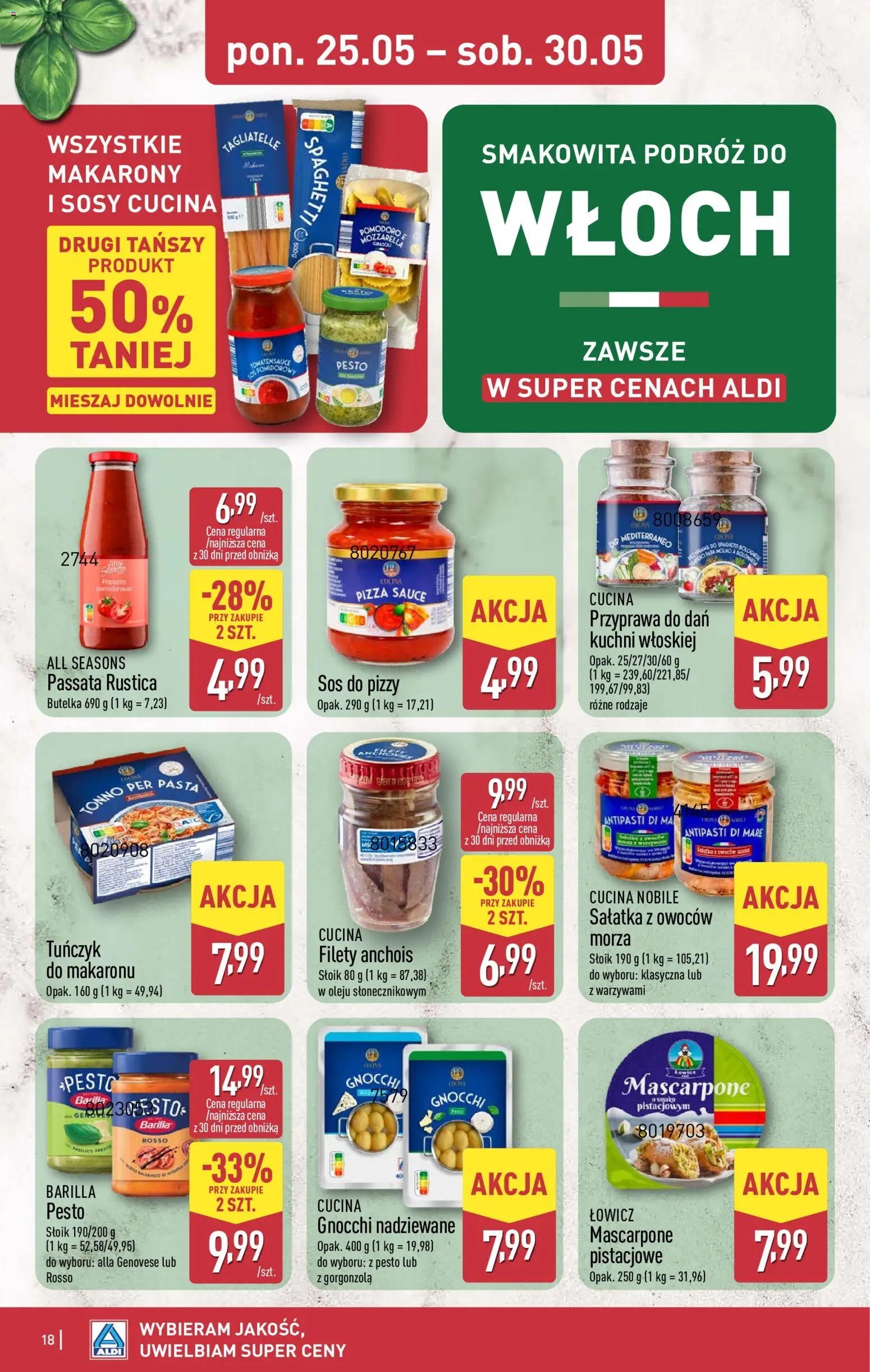 Aldi gazetka od 25.05.2026 | Strona: 18 | Produkty: Anchois, Pesto, Sałatka, Sos