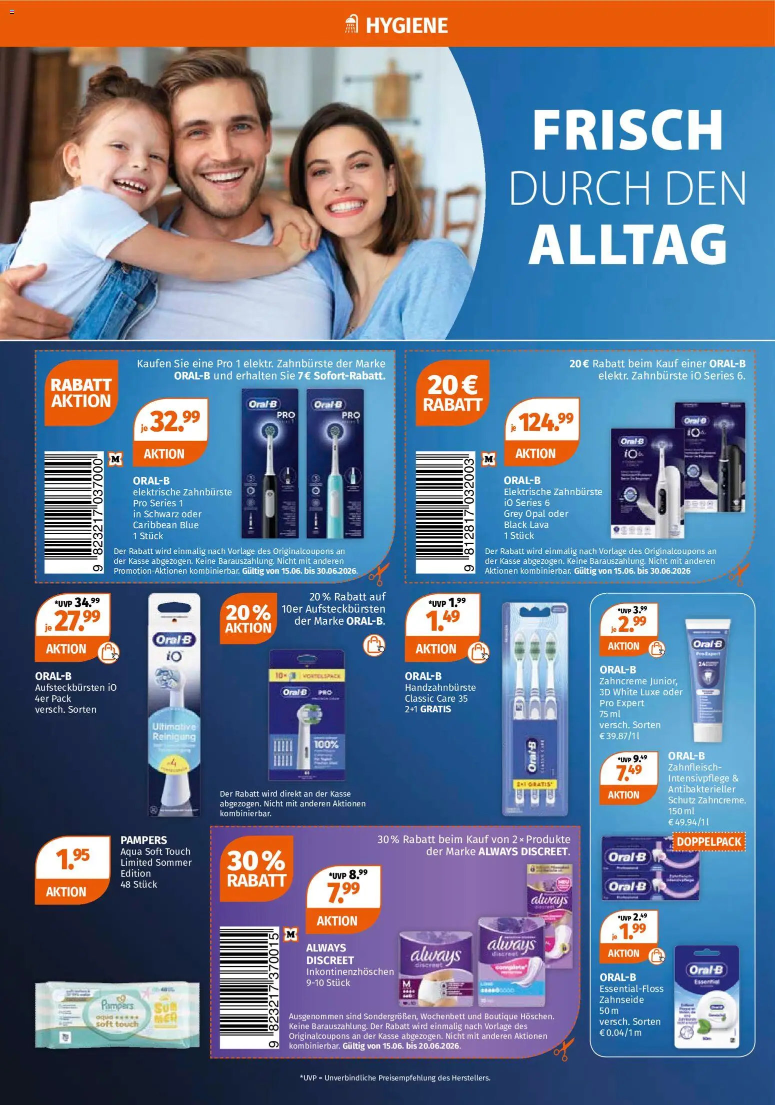 Müller Angebote für den Sommer – gültig ab 15.06.2026 | Seite: 2 | Produkte: Elektrische zahnbürste, Pampers, Zahnbürste