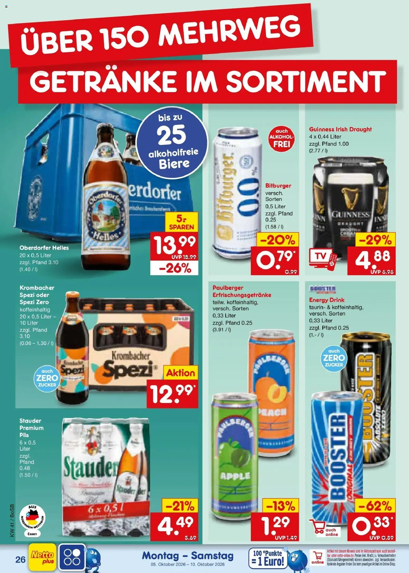 Netto Marken-Discount Prospekt Bochum – gültig ab 05.10.2026 | Seite: 30 | Produkte: Bitburger, Apple, Krombacher, TV