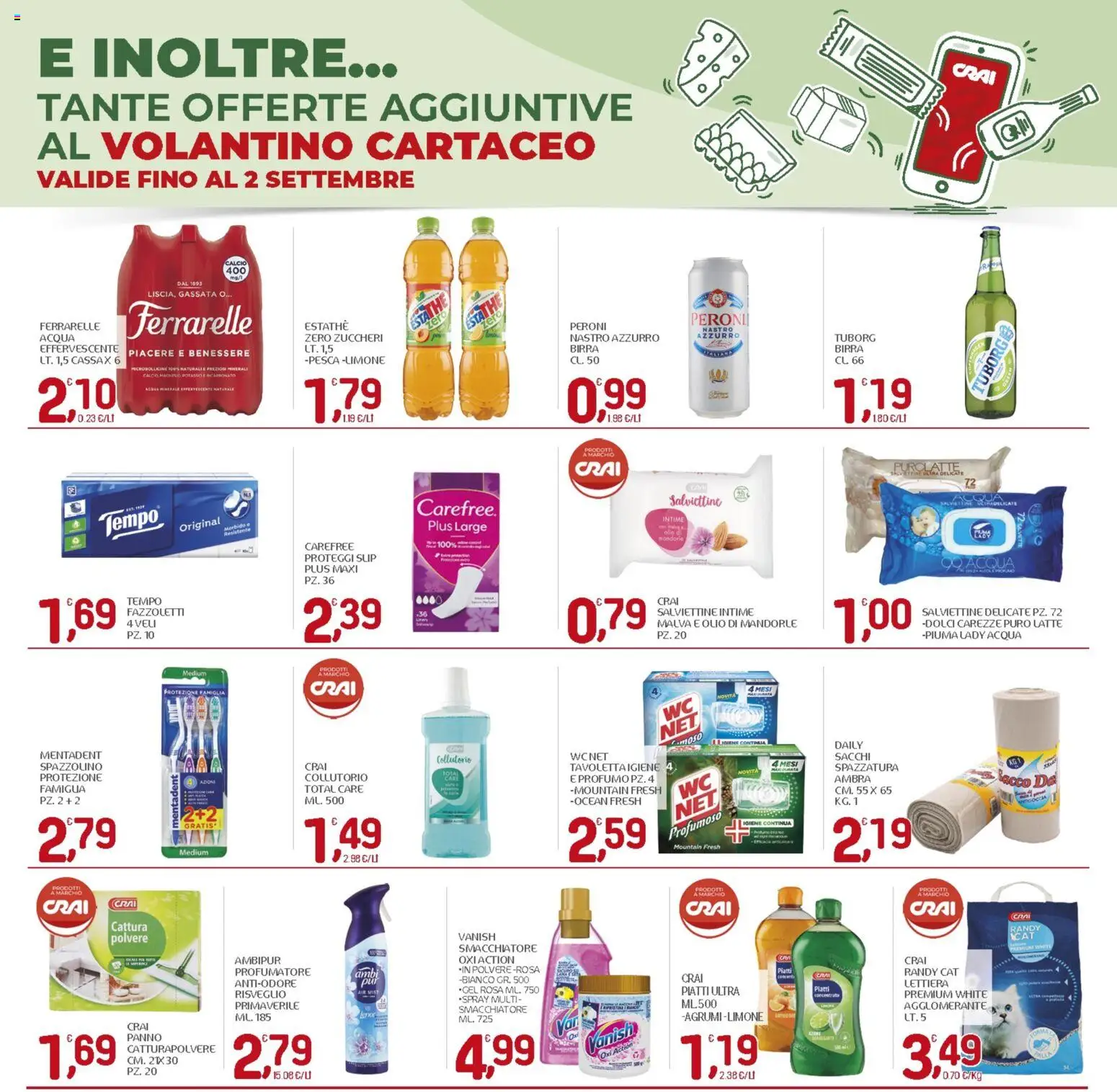 Volantino CRAI del 20/08/2026 | Pagina: 23 | Prodotti: Spazzolino, Smacchiatore, Piatti, Olio