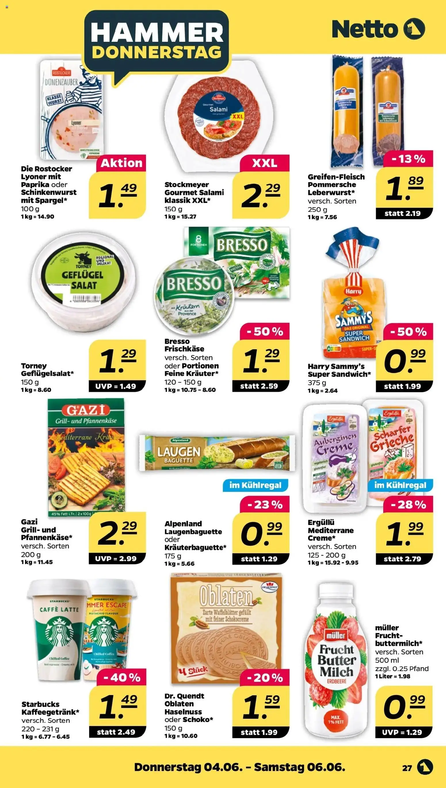 Netto Prospekt – gültig ab 01.06.2026 | Seite: 29 | Produkte: Milch, Butter, Baguette, Wurst
