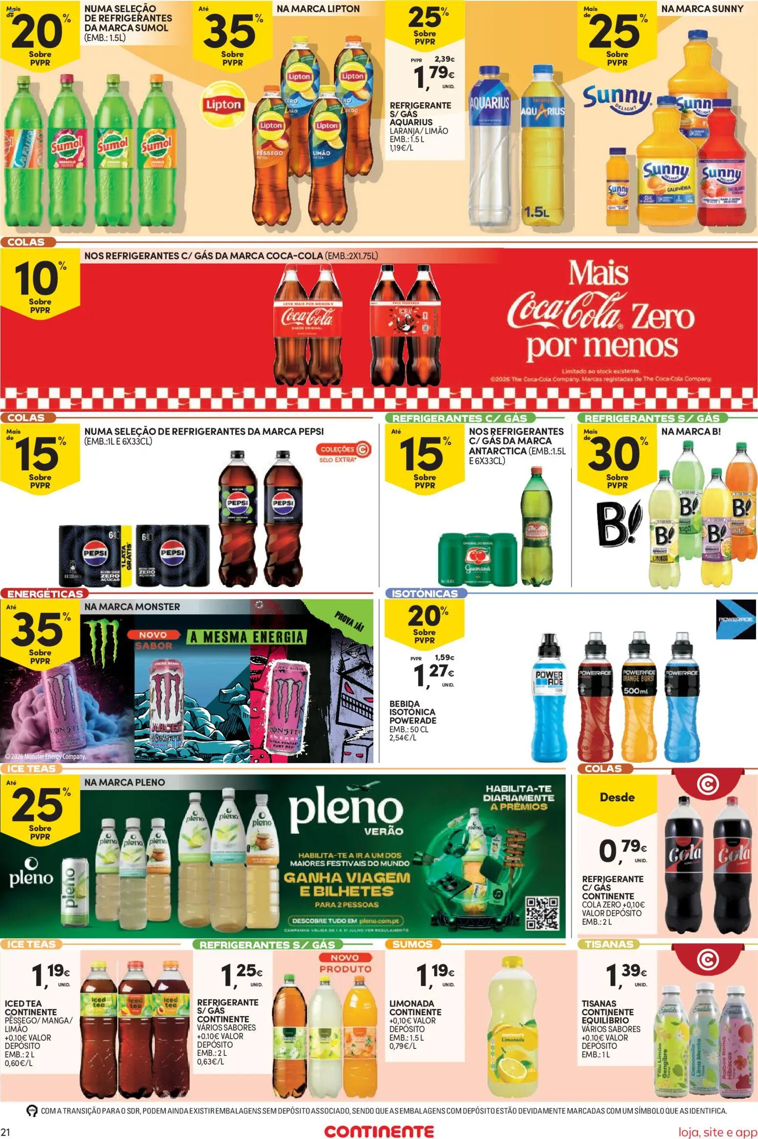 Continente Semanal Continente Bom Dia │ válido de 21/07/2026 | Página: 21 | Produtos: Refrigerante, Forno, Sumo, Bebida