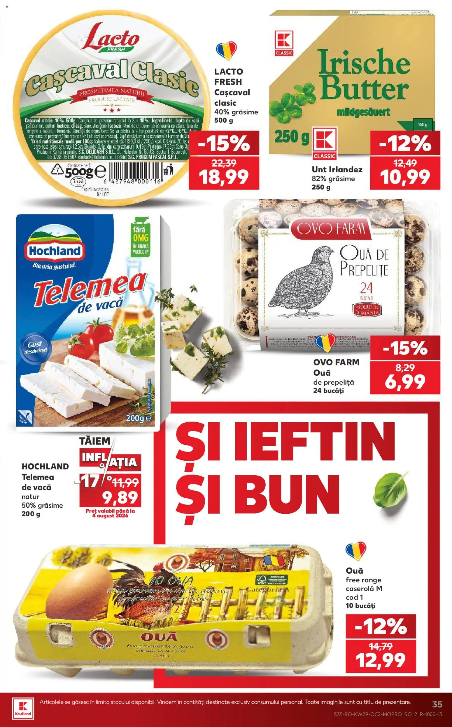 Noul catalog Kaufland – valabil de la 15.07.2026 | Pagină: 35 | Produse: Cașcaval, Unt, Ouă, Sare