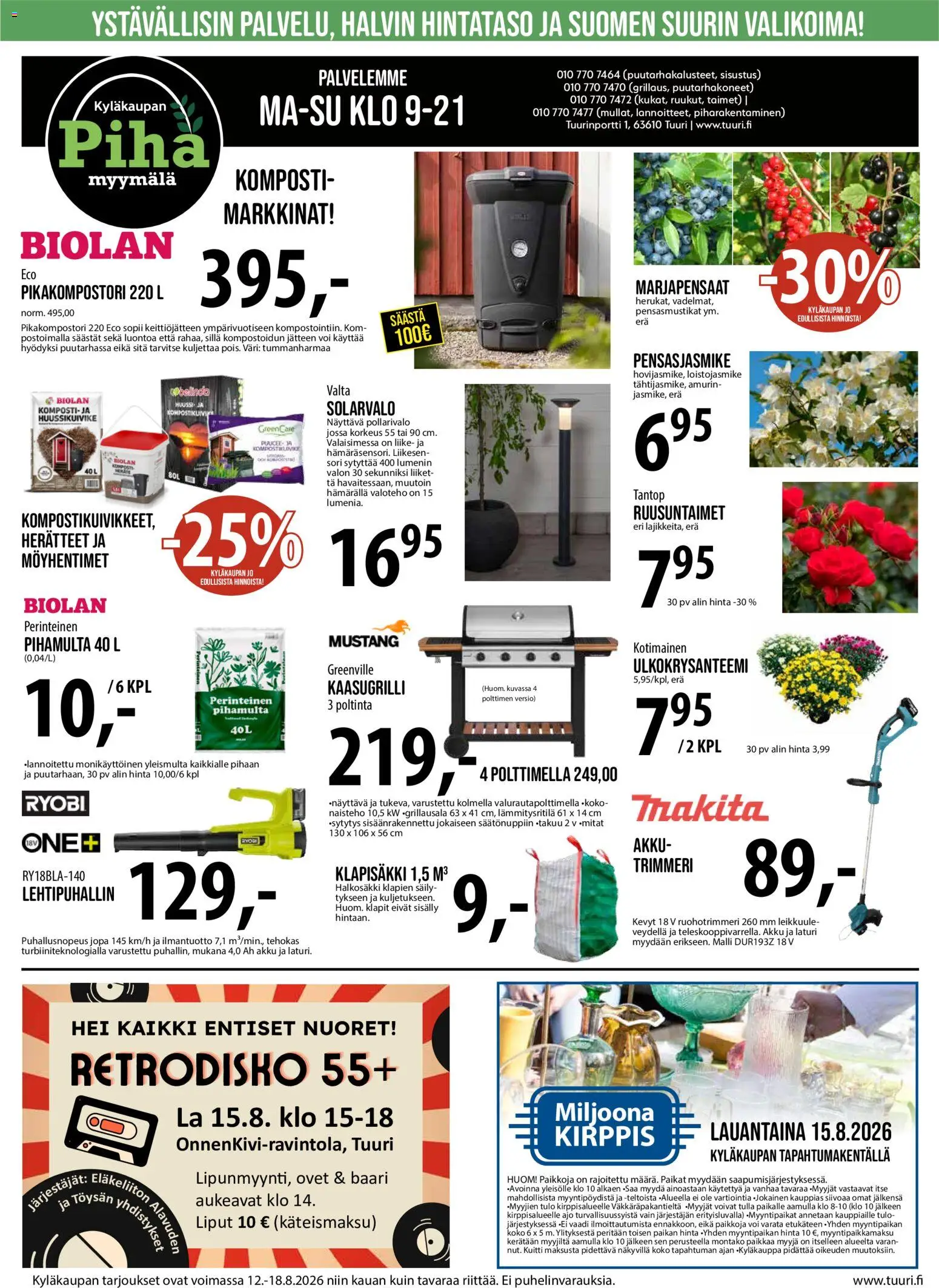 Tuuri tarjoukset – voimassa 12/08/2026 alkaen | Sivu: 6 | Tuotteet: Komposti, Trimmeri, Laturi, Lehtipuhallin