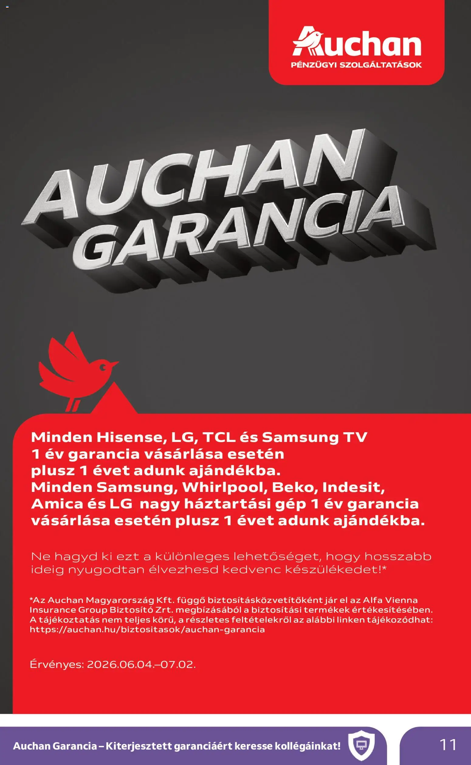 Auchan akciós ujság - amely érvényes a következő dátumtól: 04.06.2026 | Oldal: 11 | Termékek: TV, Samsung