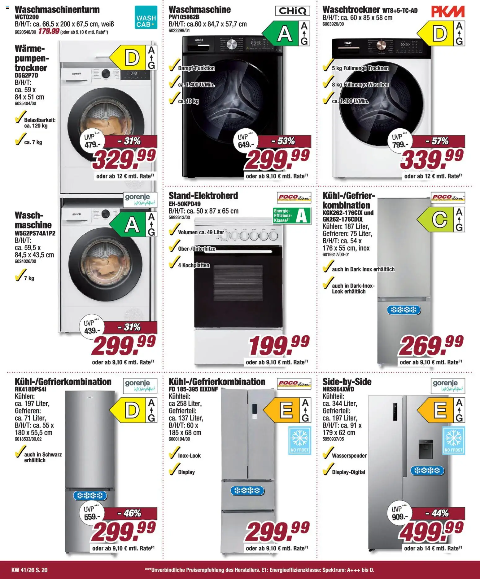 Poco Prospekt – gültig ab 04.10.2026 | Seite: 20 | Produkte: Gorenje, Trockner, Waschmaschine, Waschtrockner