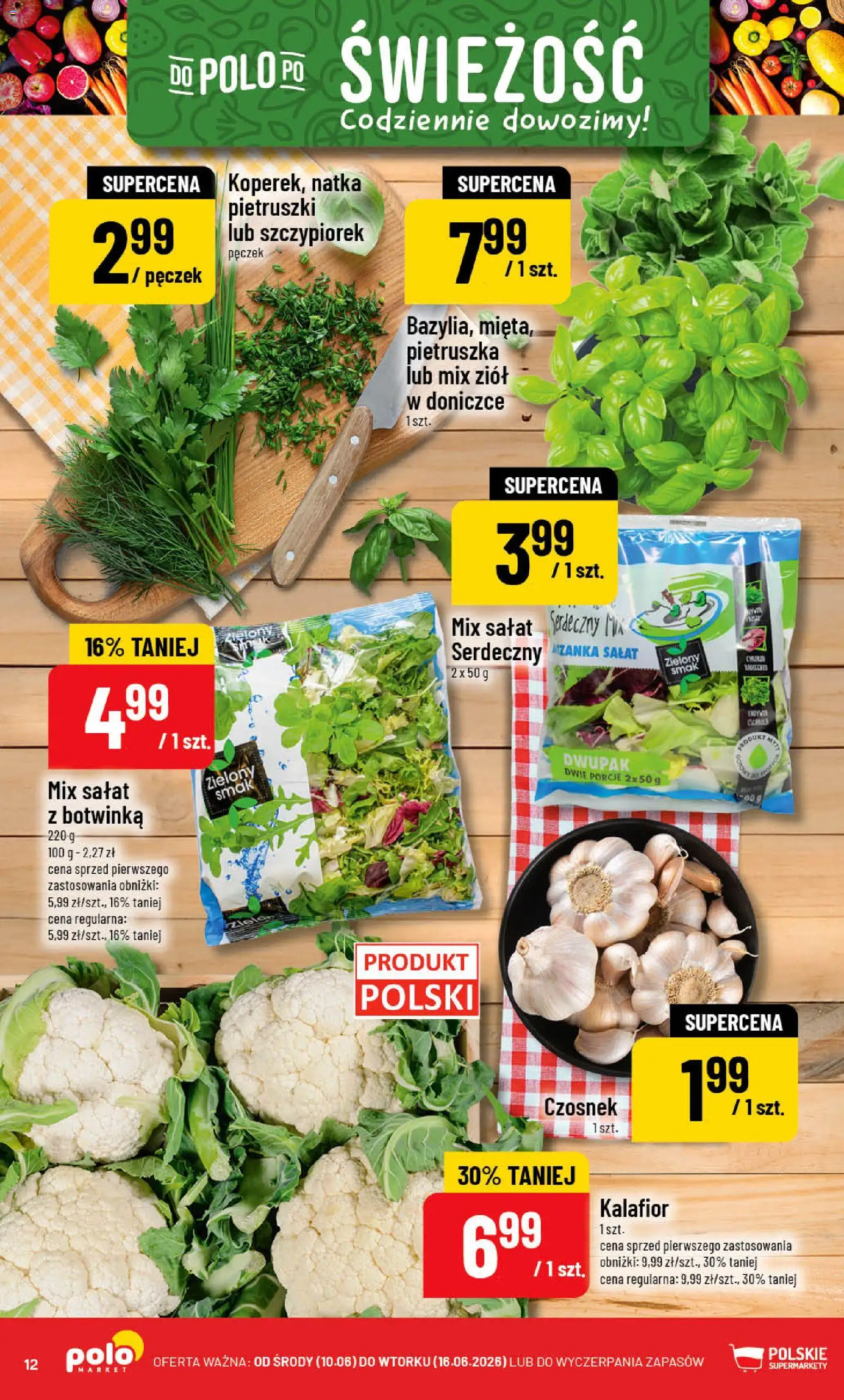 POLOmarket gazetka od 10.06.2026 | Strona: 12 | Produkty: Czosnek, Pietruszka, Botwinka, Mix sałat