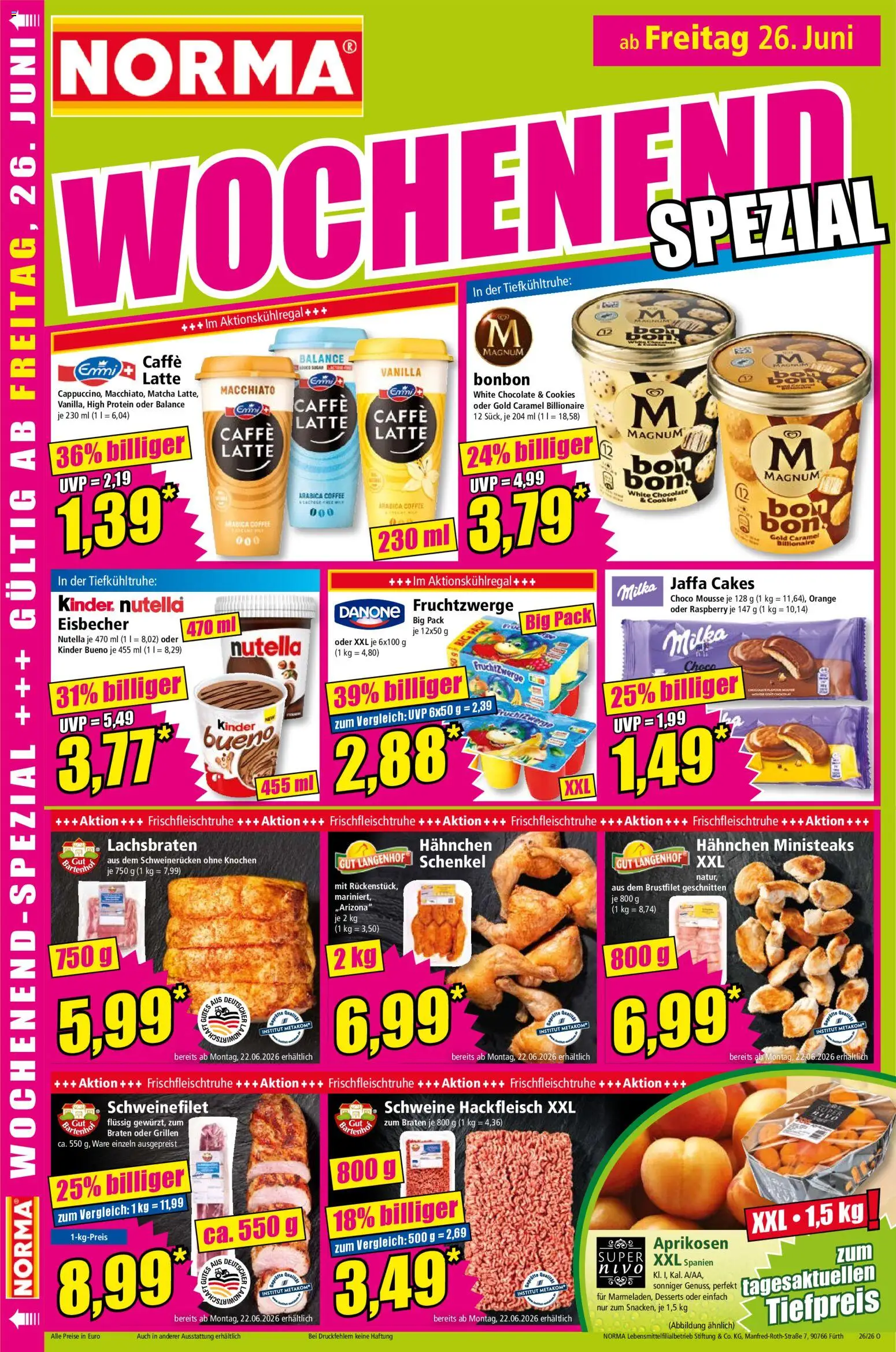Norma Prospekt – gültig ab 22.06.2026 | Seite: 18 | Produkte: Fruchtzwerge, Kinder bueno, Milka, Schweinerucken