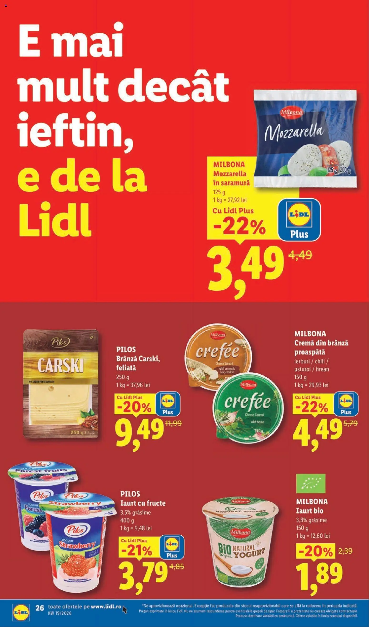 Noul catalog Lidl – valabil de la 04.05.2026 | Pagină: 26 | Produse: Mozzarella, Brânză, Fructe, Usturoi