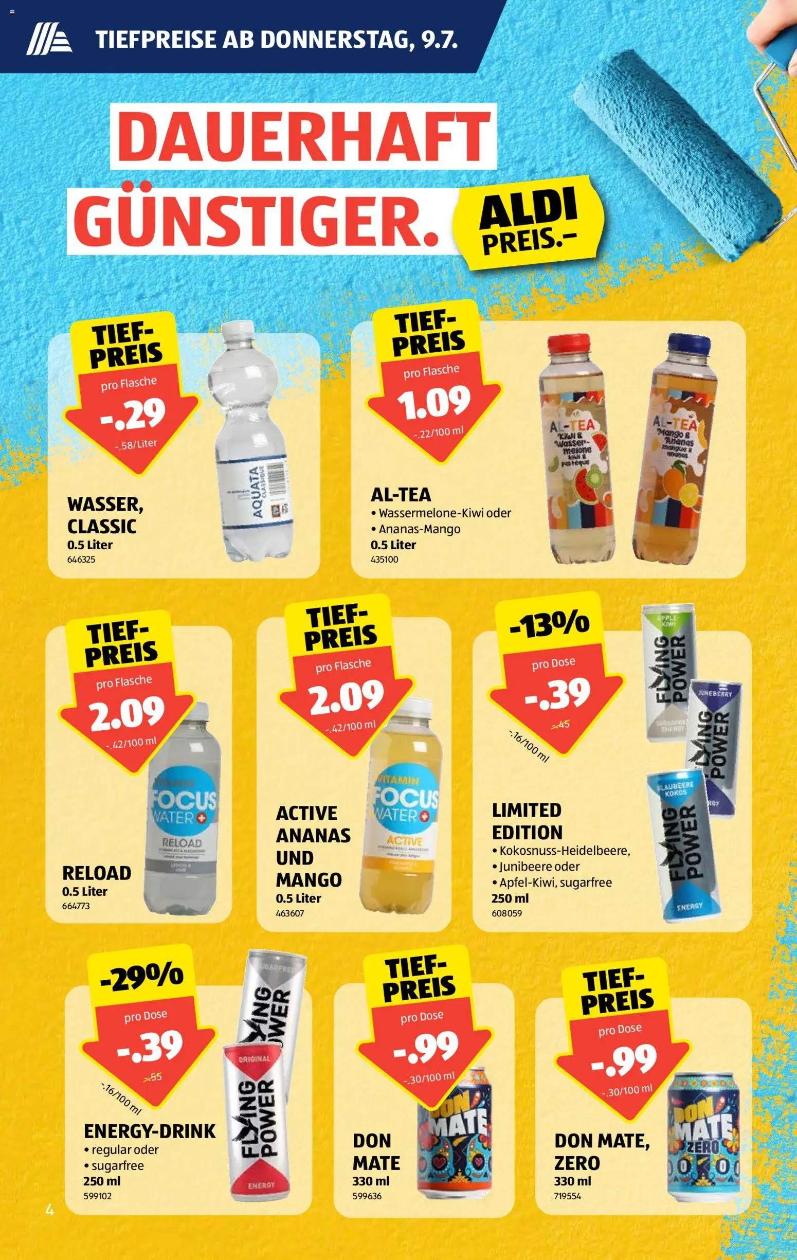 Aldi aktionen – gültig ab 09.07.2026 | Seite: 4 | Produkte: Ananas, Mango, Melone, Wasser