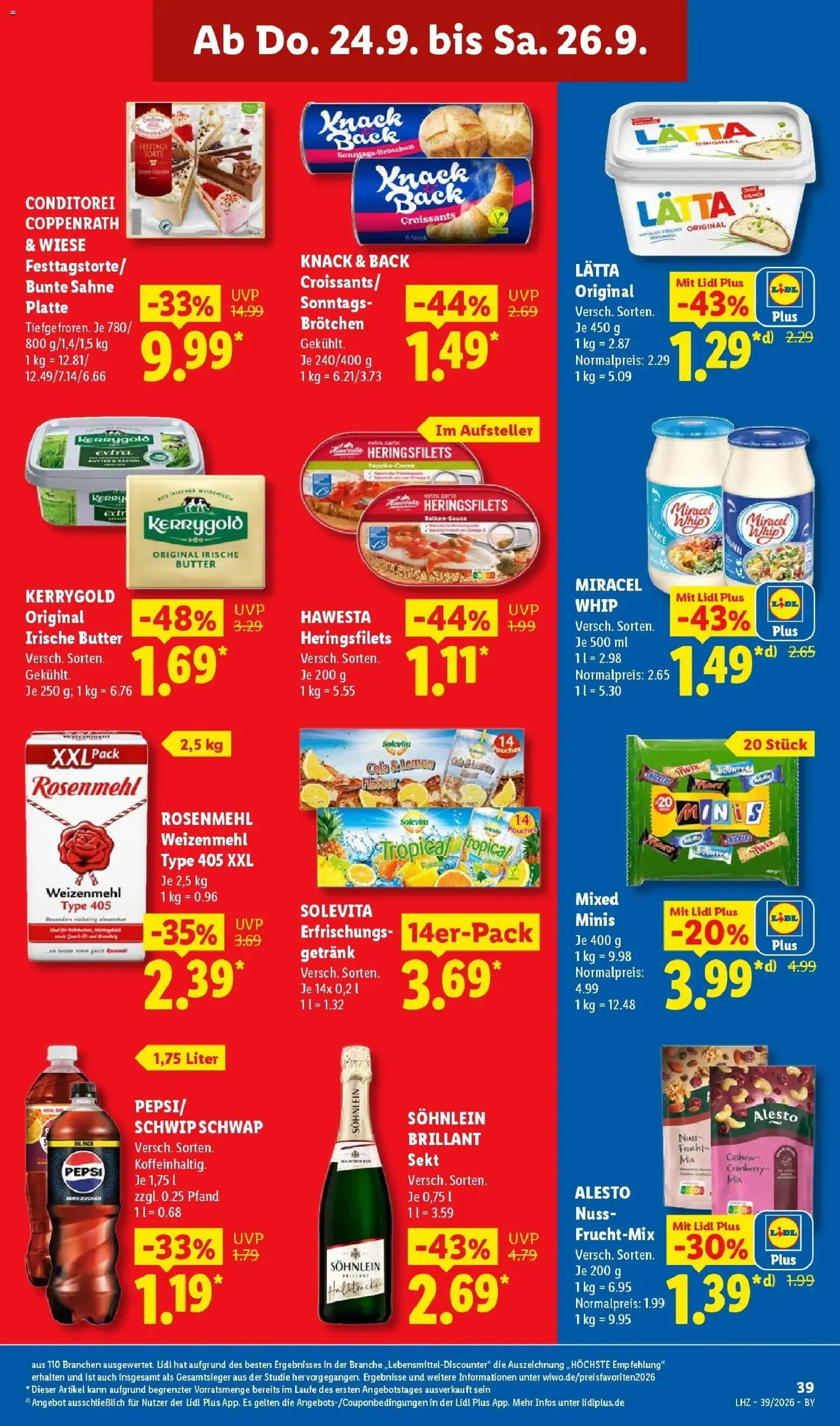 Lidl Prospekt Hof-innenstadt (ab 21.09.2026) zum Blättern » Angebote | Seite: 61 | Produkte: Paprika, Pepsi, Lätta, Sahne