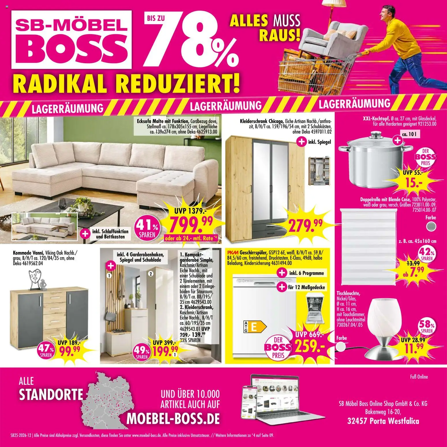SB Möbel Boss Prospekt – gültig ab 13.06.2026 | Seite: 12 | Produkte: Ecksofa, Kleiderschrank, Kommode, Spiegel