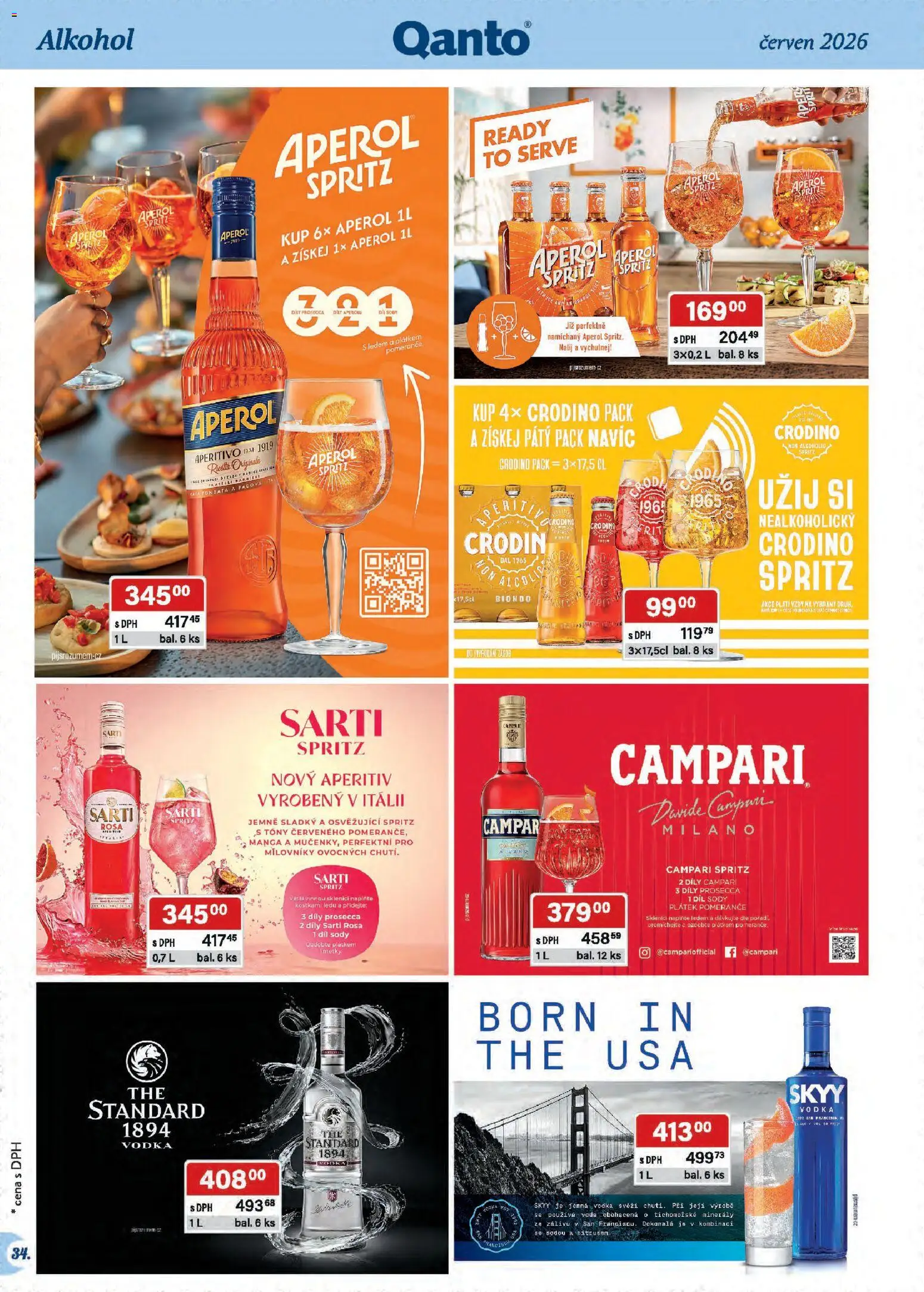 Astur & Qanto leták - Velkoobchod 06/2026 od 01.06.2026 | Strana: 34 | Produkty: Pomeranče, Campari, Minerály, Skyy Vodka