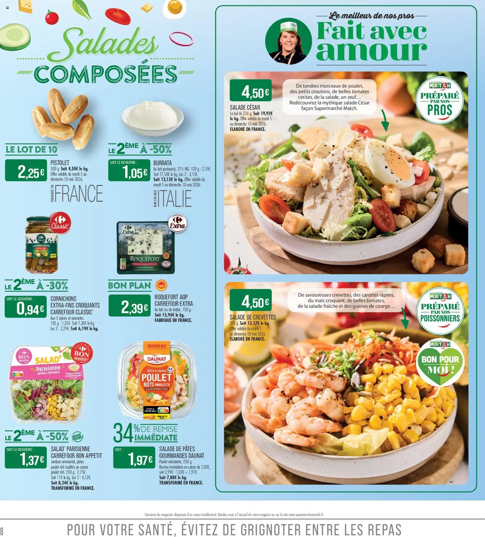 {H1} | Page: 8 | Produits: Salade, Bol, Emmental, Crevettes