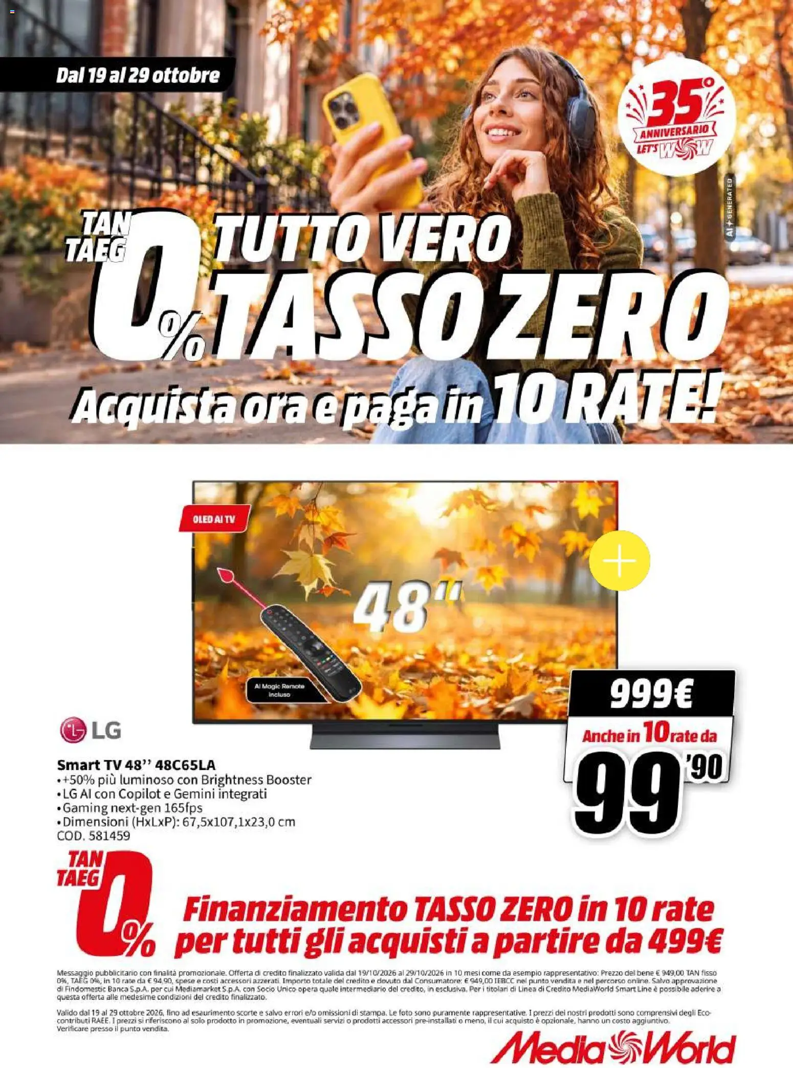 Volantino Media World del 19/10/2026 | Pagina: 38 | Prodotti: smart TV, TV