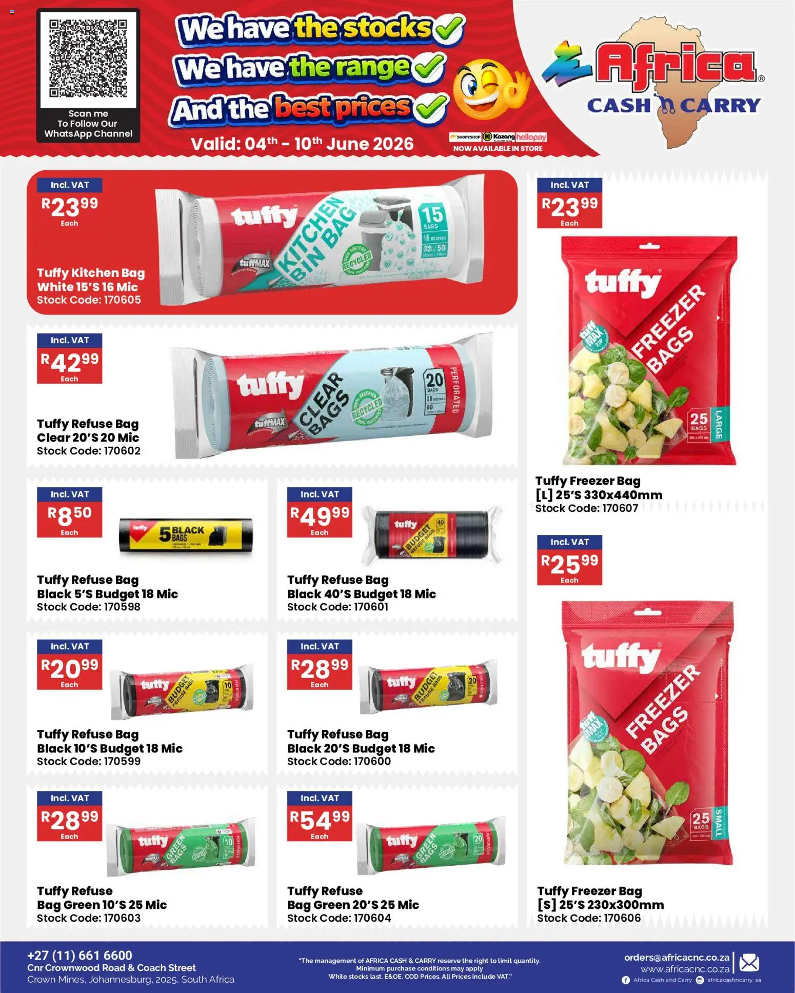 New Africa Cash & Carry catalogue – valid from 04.06.2026 | Page: 44 | Products: Bag, Freezer, Black bags, Freezer bags