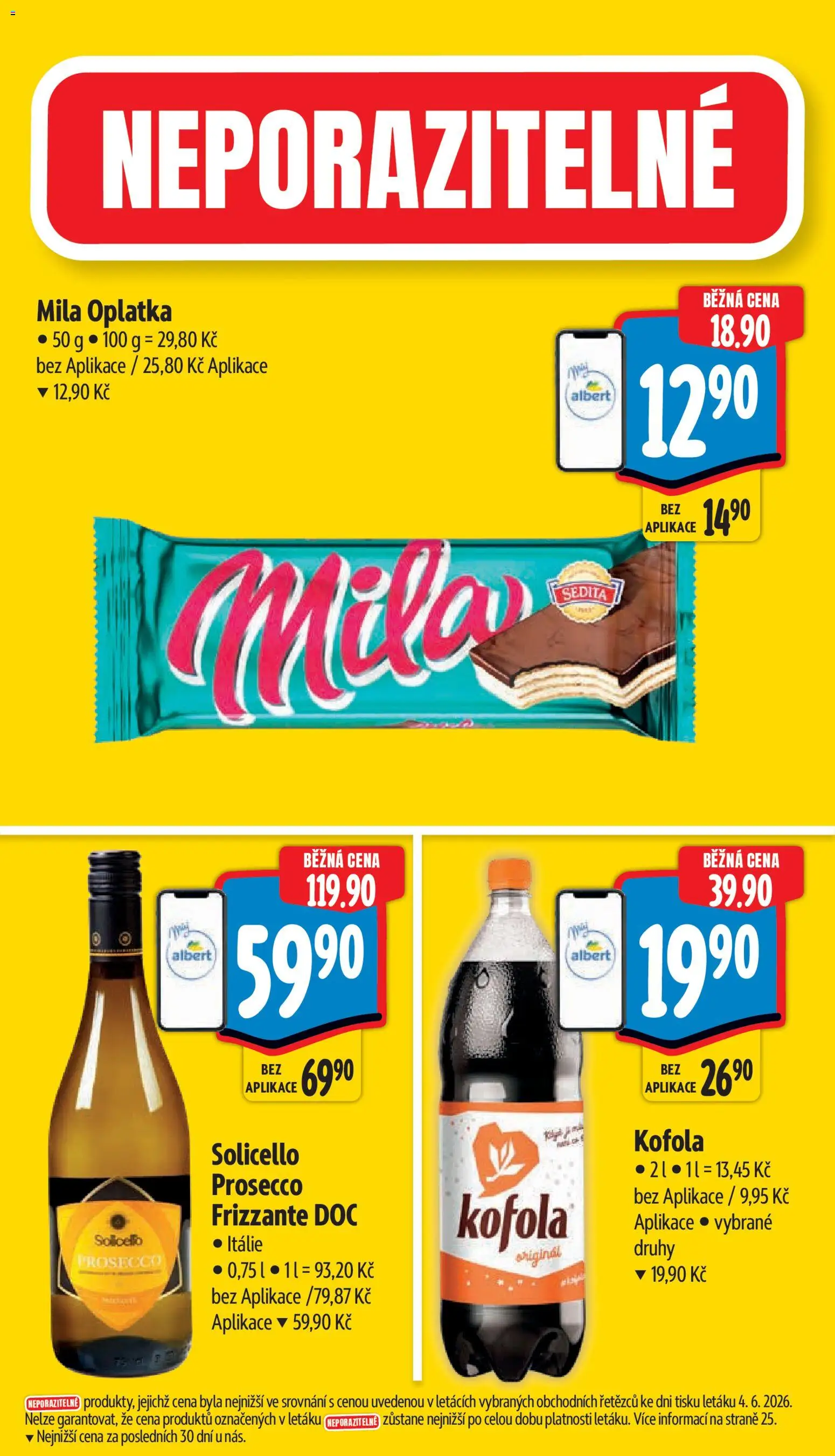 Albert leták - Supermarket od 10.06.2026 | Strana: 5 | Produkty: Prosecco, Frizzante, Kofola, Mila
