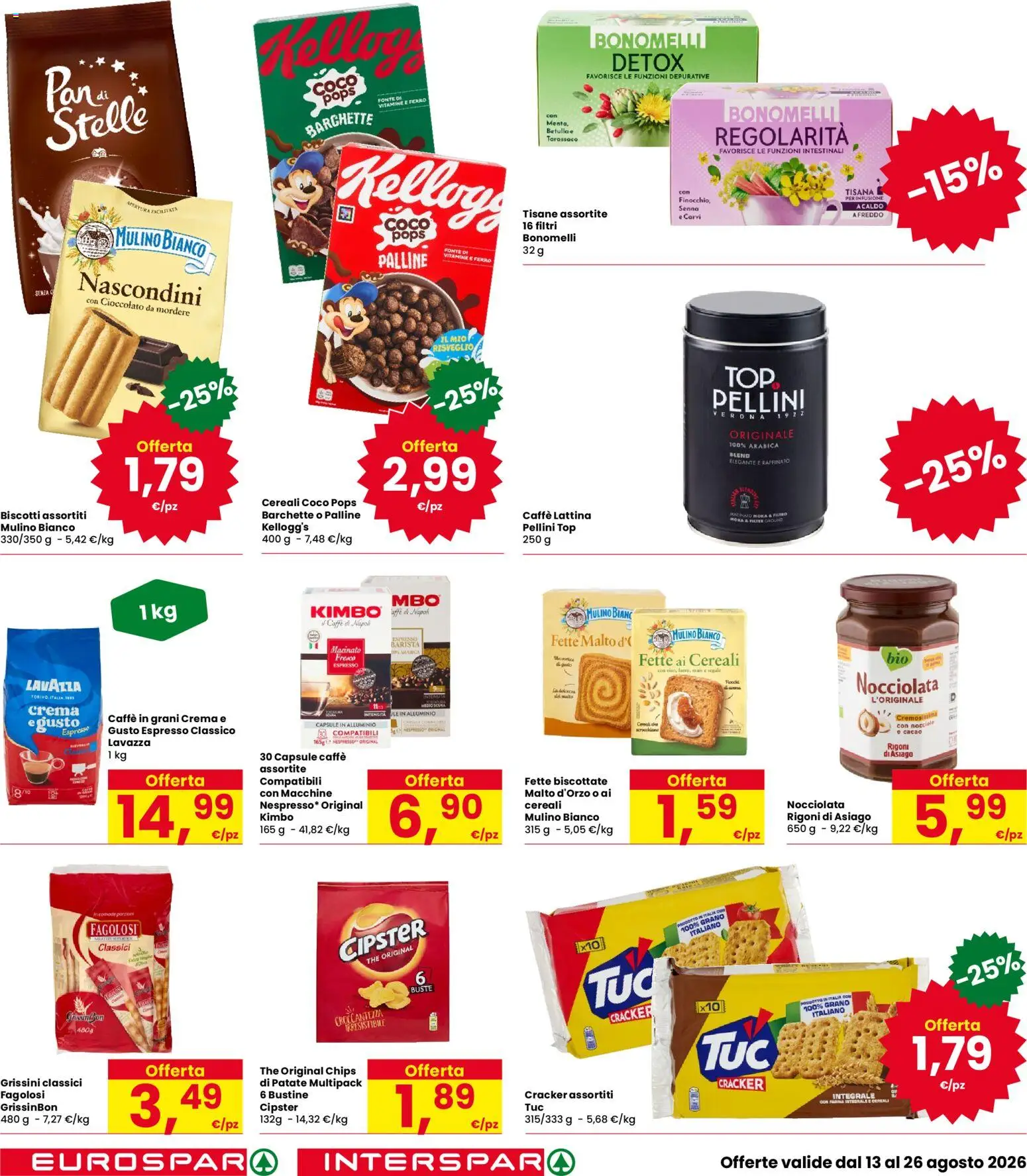Volantino Interspar del 13/08/2026 | Pagina: 18 | Prodotti: Caffè, Patate, Cacao, Macinato