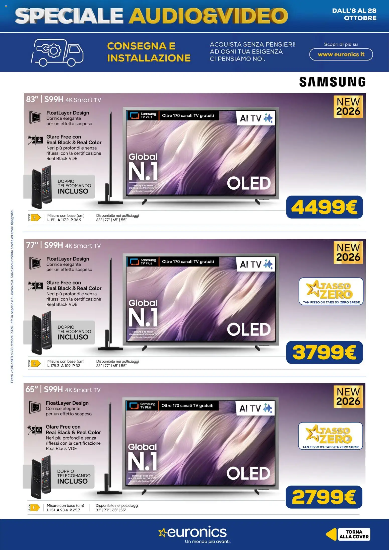 Volantino Euronics del 08/10/2026 | Pagina: 6 | Prodotti: Telecomando, smart TV, TV, Samsung