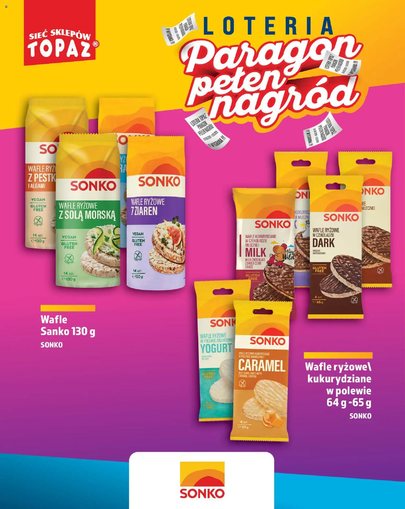 Topaz gazetka - Loteria Paragonowa od 24.08.2026 | Strona: 52 | Produkty: Wafle, Wafle kukurydziane, Wafle ryżowe, Ryż