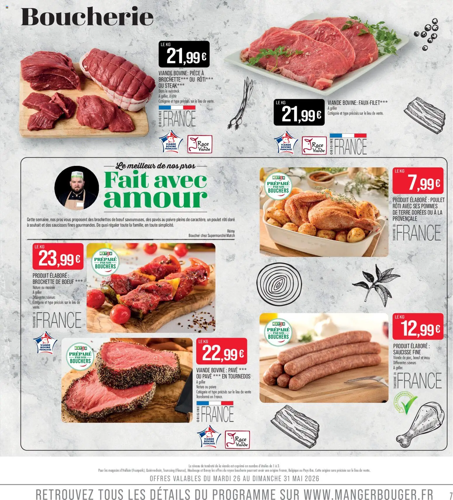 {H1} | Page: 7 | Produits: Saucisse, Viande, Tournedos, Viande bovine