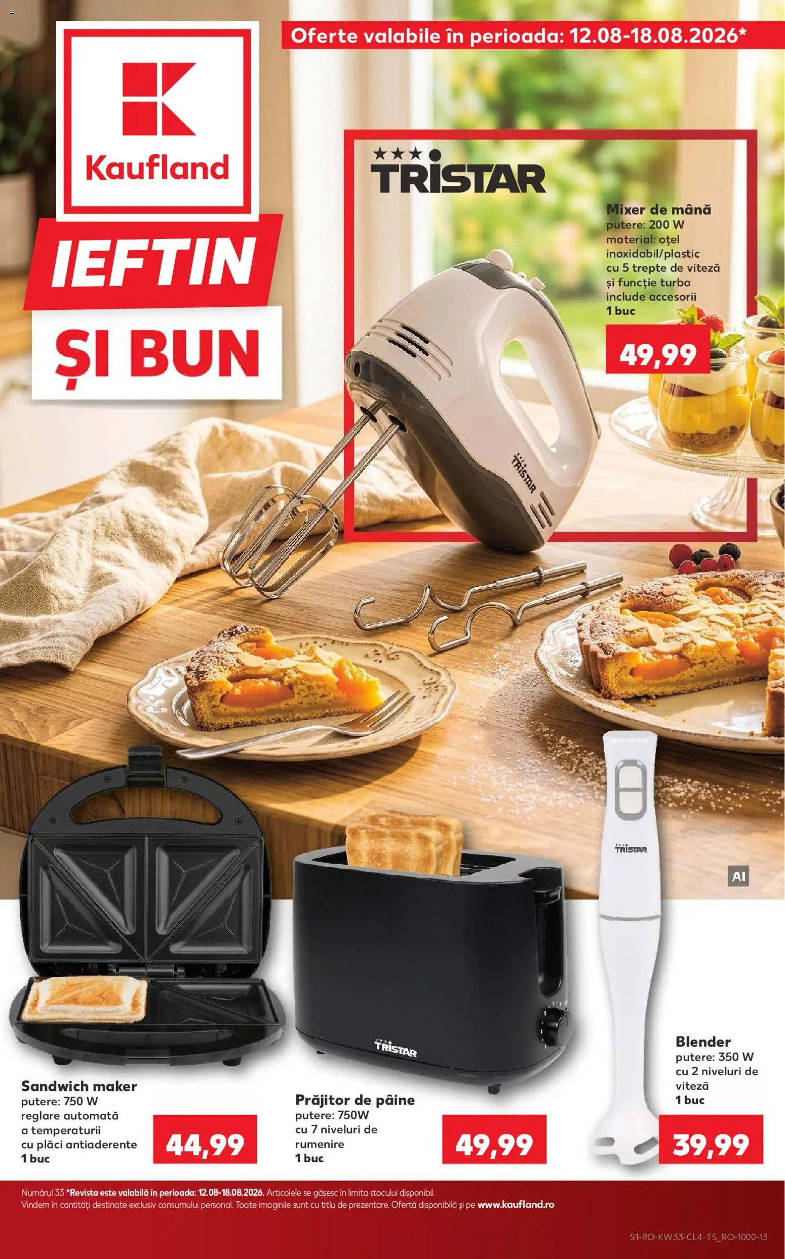 Noul catalog Kaufland – valabil de la 12.08.2026 | Pagină: 1 | Produse: Blender, Mixer, Sandwich Maker, Prăjitor de pâine