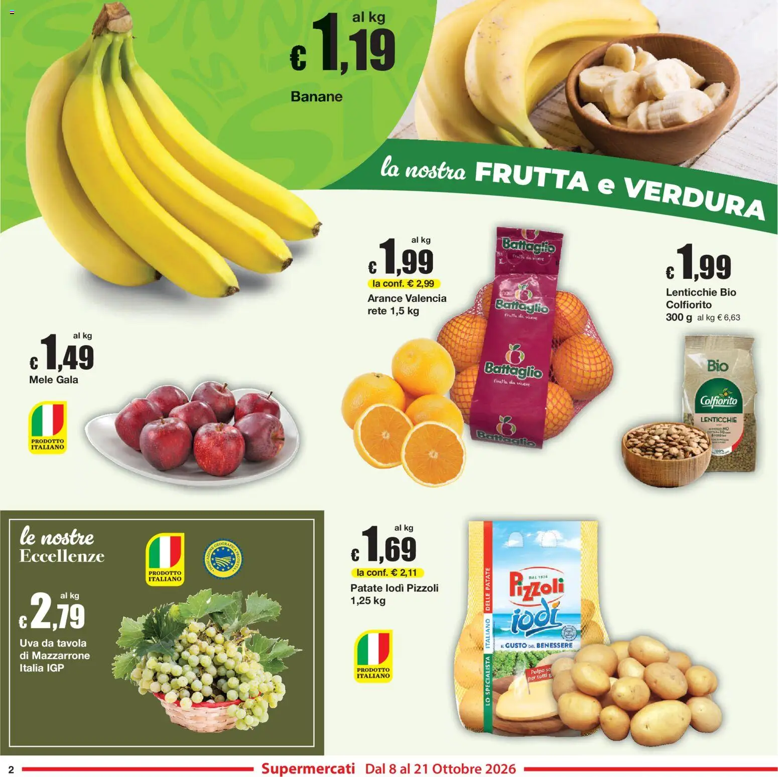 Volantino Sì con Te del 08/10/2026 | Pagina: 2 | Prodotti: Mele, Polpo, Frutta, Uva
