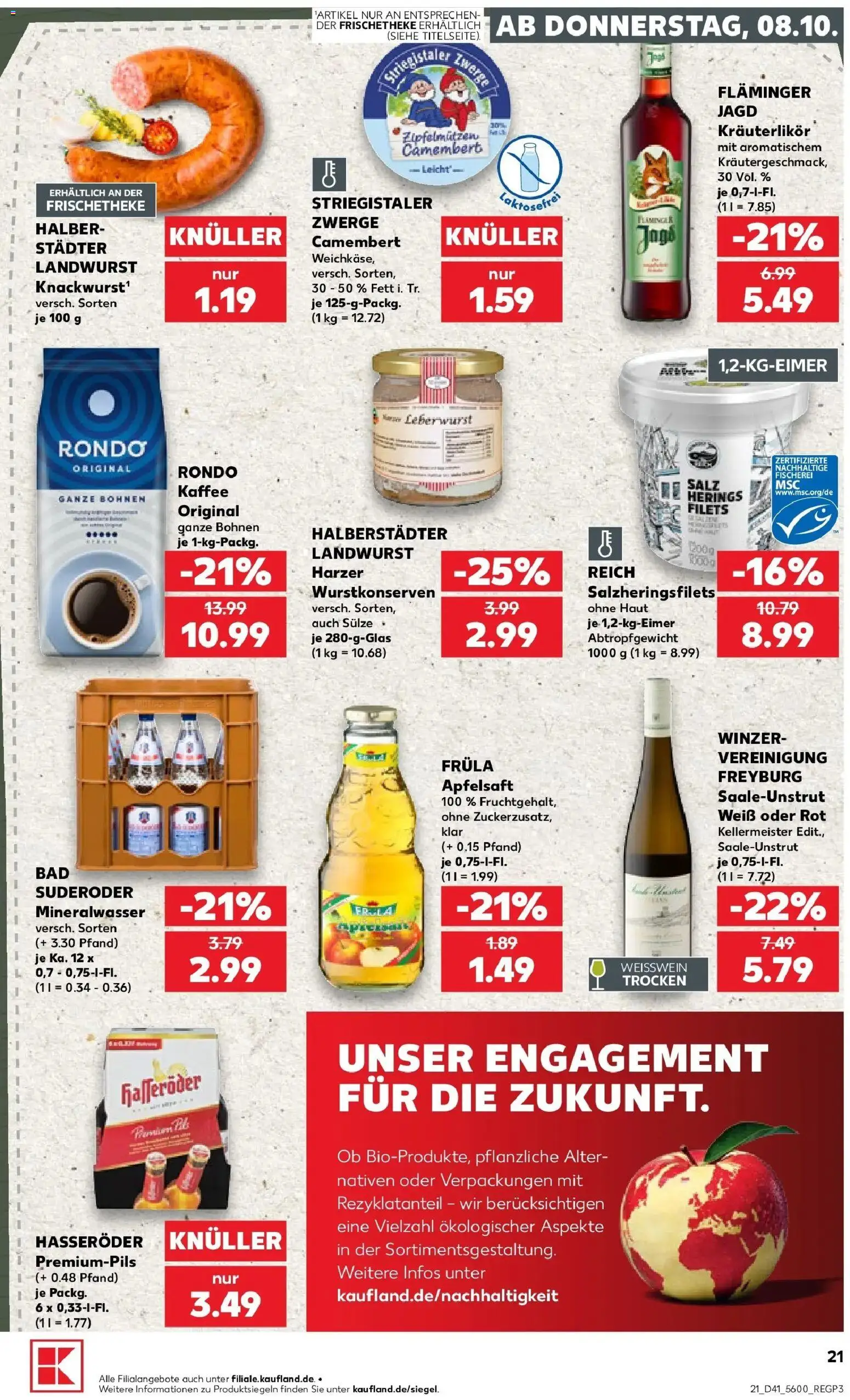 Prospekt Kaufland ab 05.10.2026 » Angebote Online zum Blättern | Seite: 31 | Produkte: Weißwein, Mineralwasser, Camembert, Salz