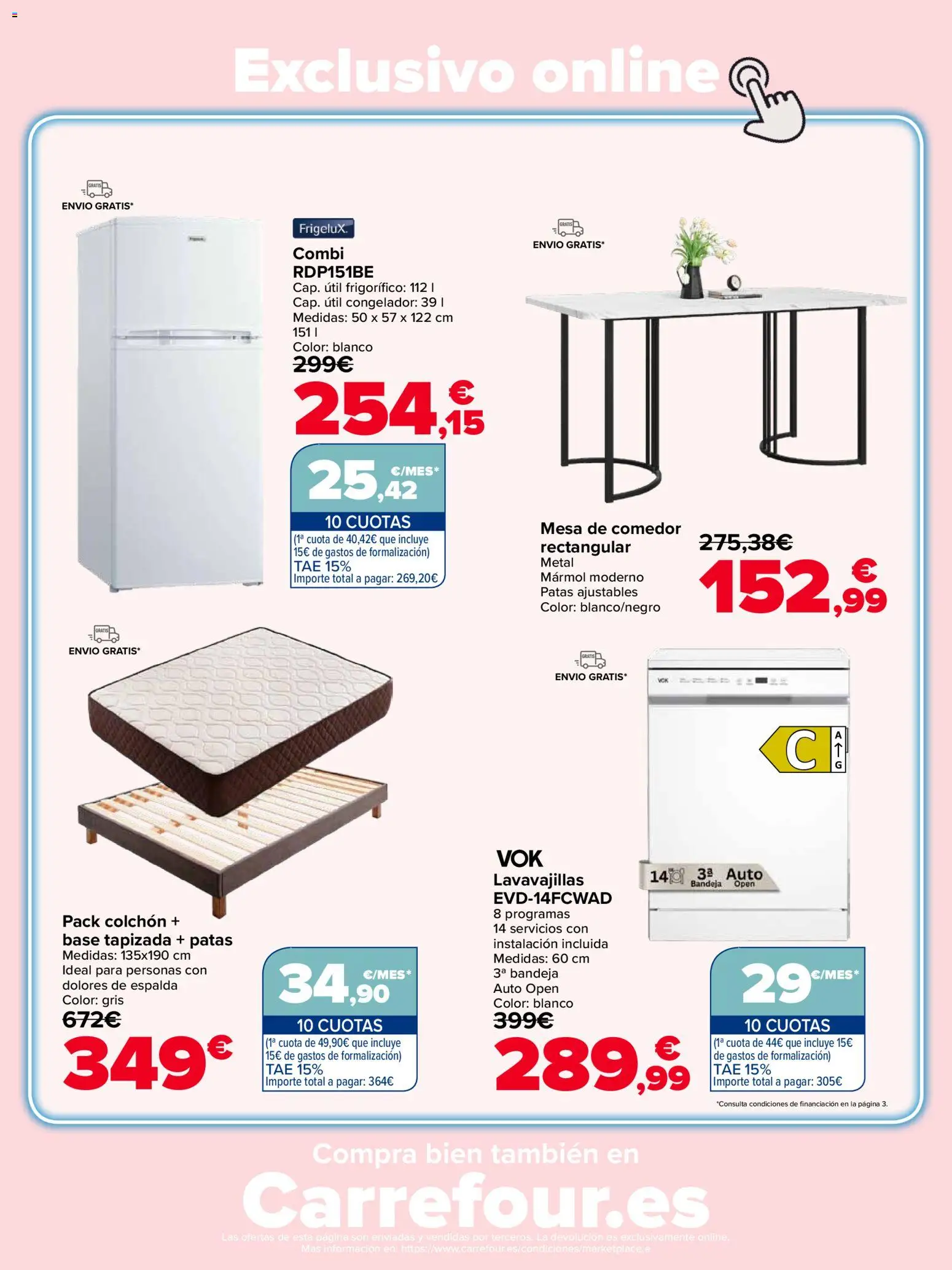 Carrefour Casa Equipada │ válido desde el 16/07/2026 | Página: 16 | Productos: Congelador, Lavavajillas, Combi, Bandeja