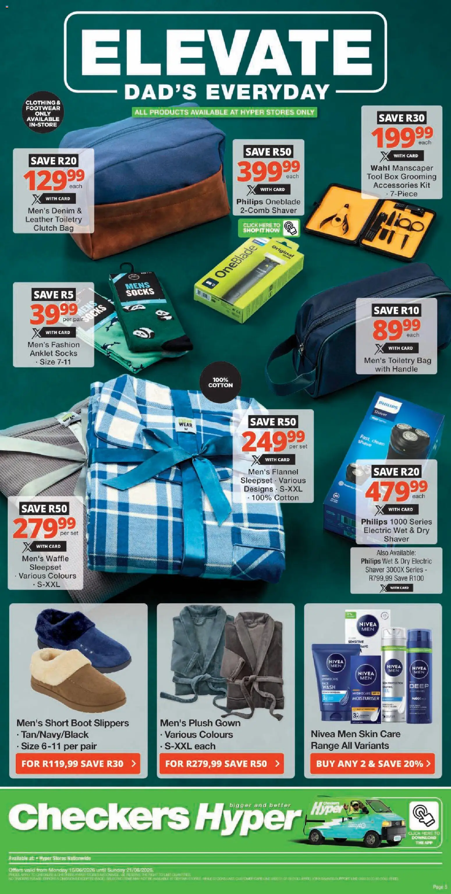 New Checkers catalogue – valid from 15.06.2026 | Page: 5 | Products: Slippers, Gown, Bag, Box