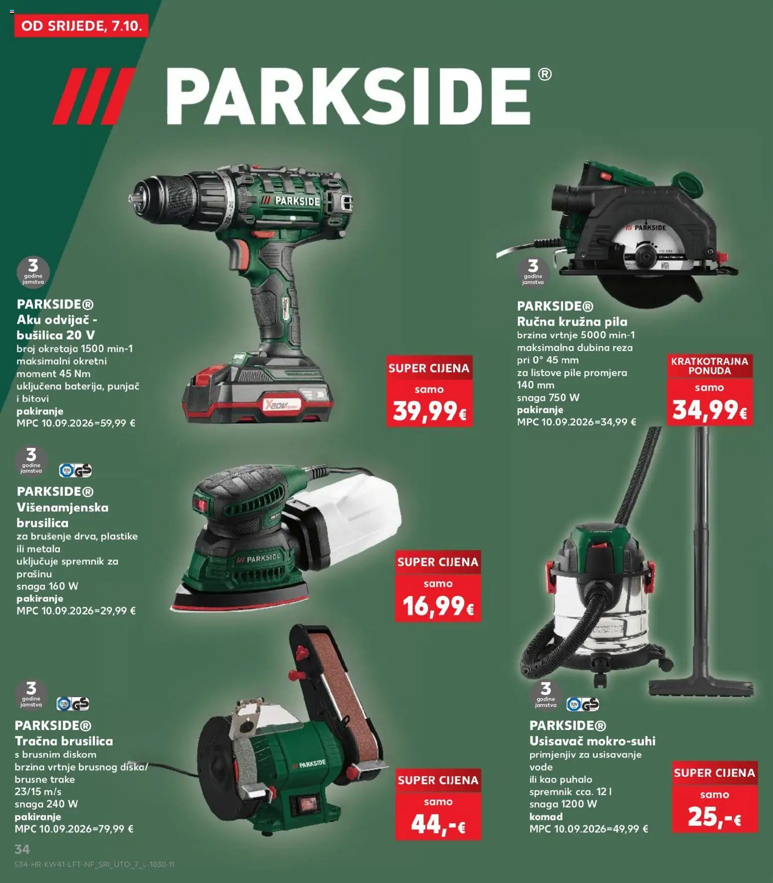 Kaufland katalog | vrijedi od 07.10.2026 | Stranica: 34 | Proizvodi: Brusilica, Trake, Bušilica, Odvijač