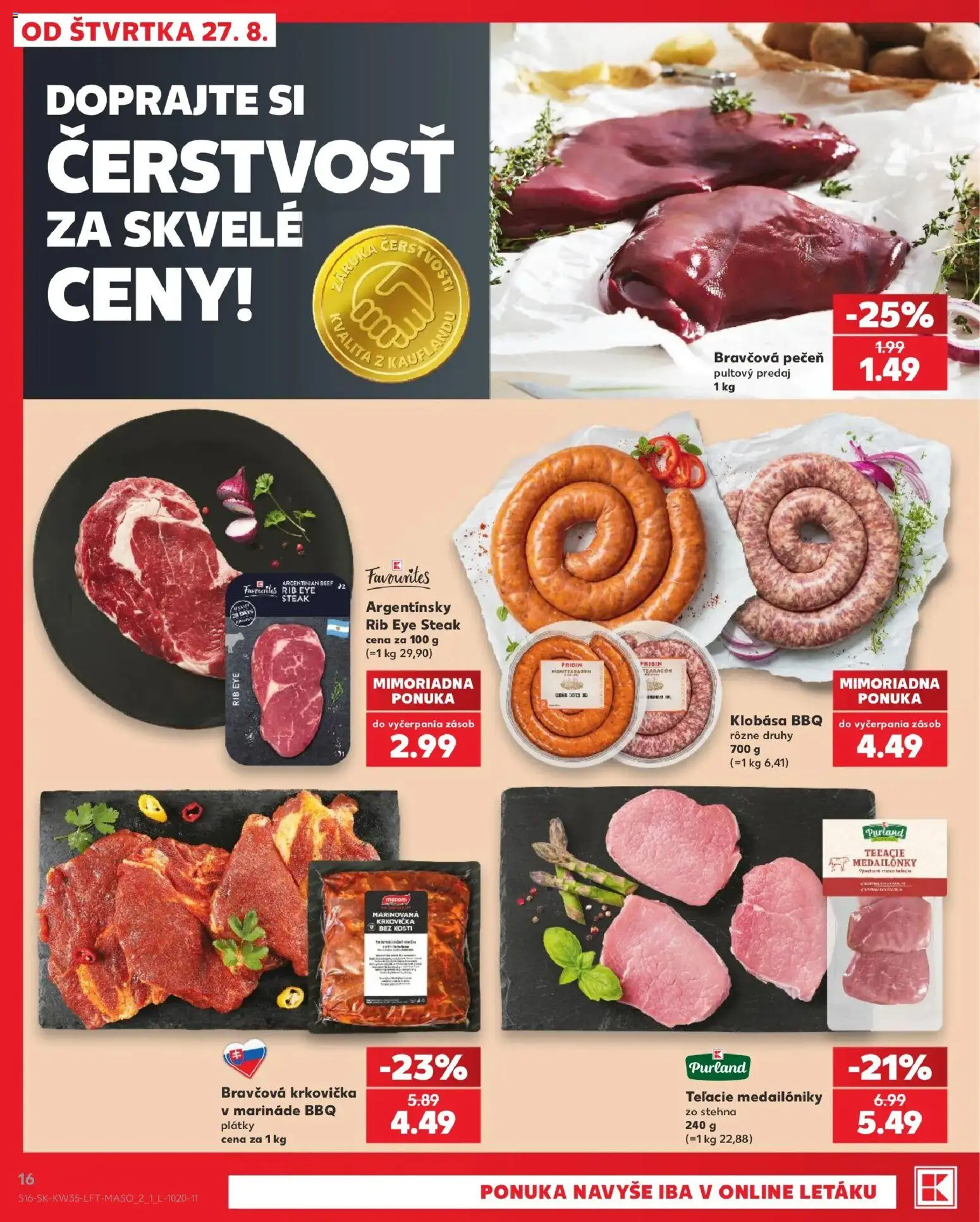 Kaufland SK akciós ujság - amely érvényes a következő dátumtól: 2026.08.27. | Oldal: 16