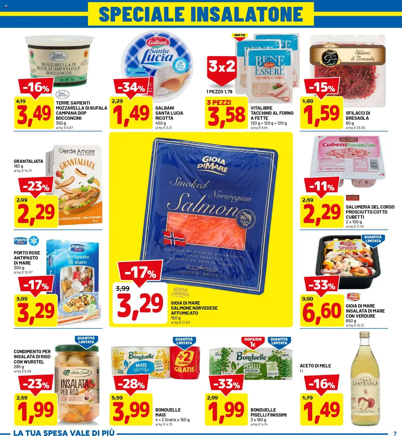 Volantino D Più del 08.06.2026 | Pagina: 7 | Prodotti: Prosciutto Cotto, Salmone, Mais, Forno
