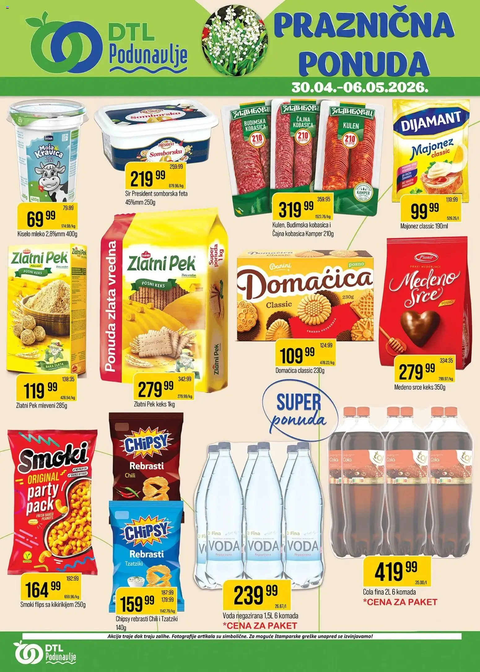 Podunavlje katalog - važi od 30.04.2026 | Strana: 1 | Proizvode: Keks, Kiselo mleko, Voda, Medenjaci