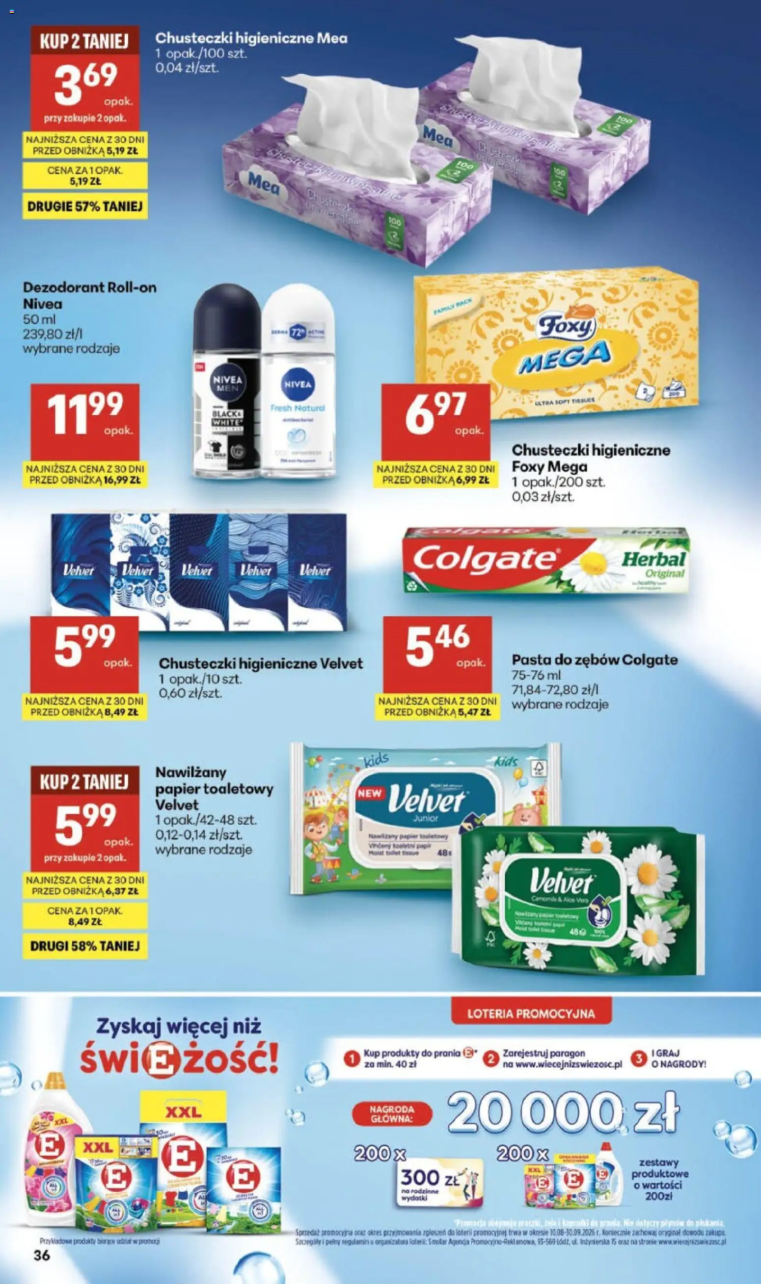 Delikatesy Centrum gazetka od 24.09.2026 | Strona: 36 | Produkty: Chusteczki, Pasta, Dezodorant, Pasta do zębów
