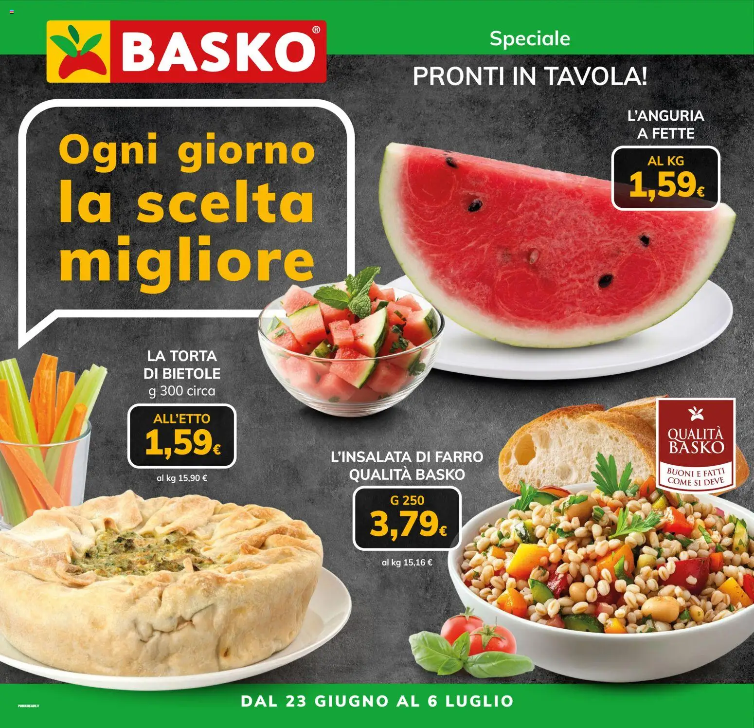 Volantino Basko del 23/06/2026 | Pagina: 1 | Prodotti: Torta, Farro