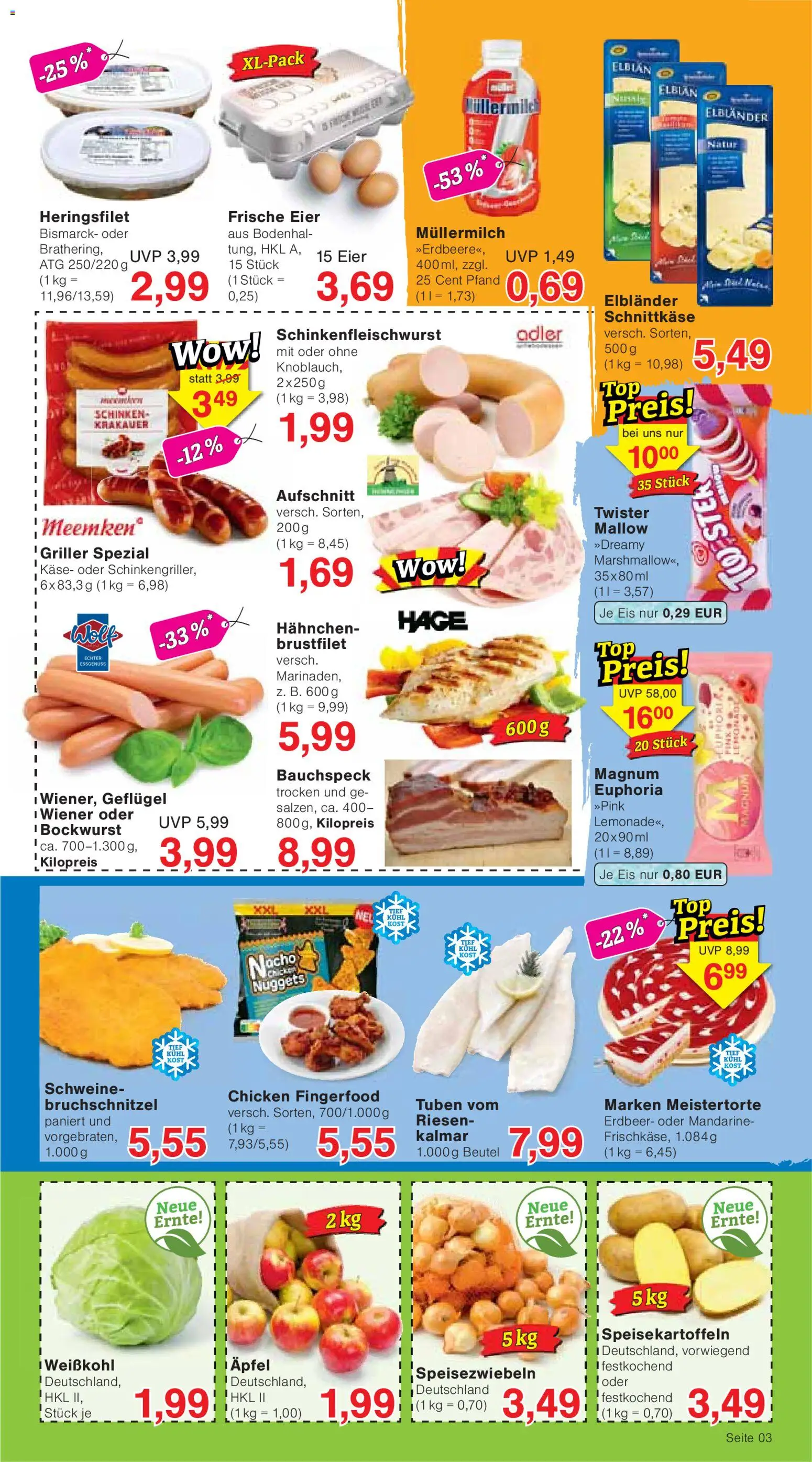 Wiglo Wunderland Prospekt – gültig ab 31.08.2026 | Seite: 3 | Produkte: Äpfel, Müllermilch, Schinken, Eis