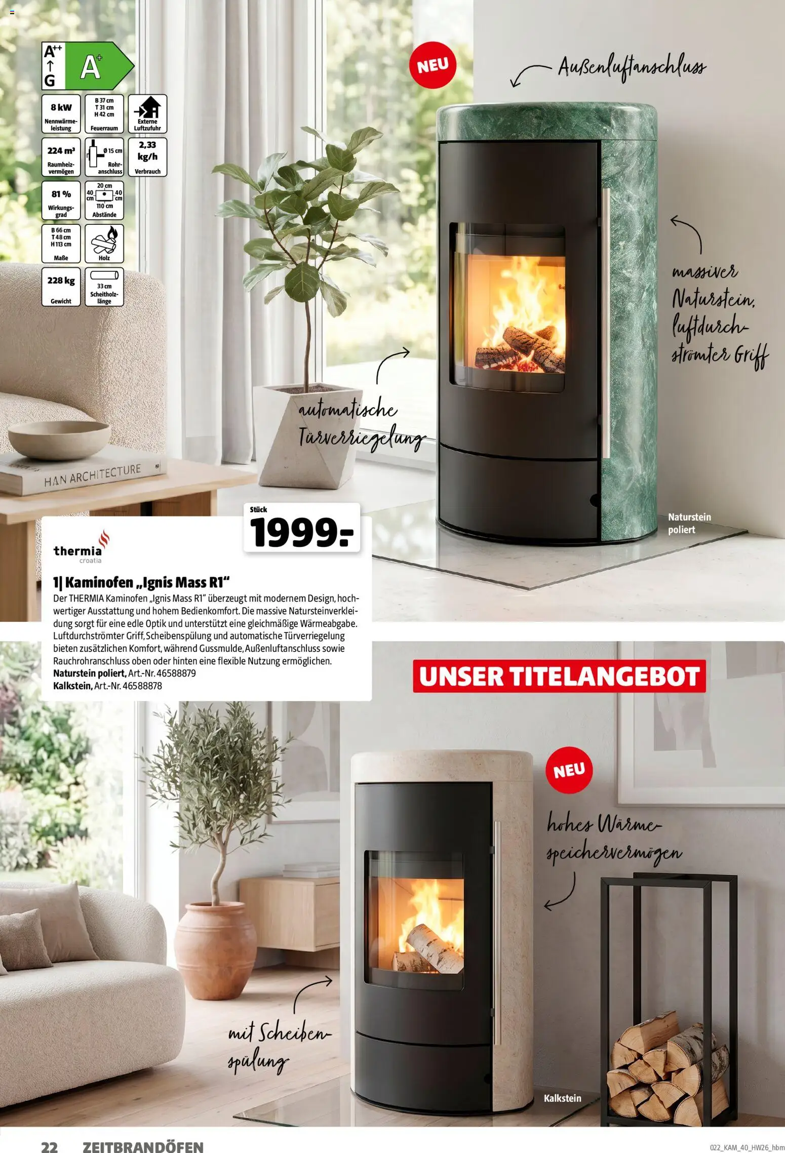 Hagebau Kaminofen & Zubehör – gültig ab 29.06.2026 | Seite: 22 | Produkte: Gewicht, Spülung, Kaminofen