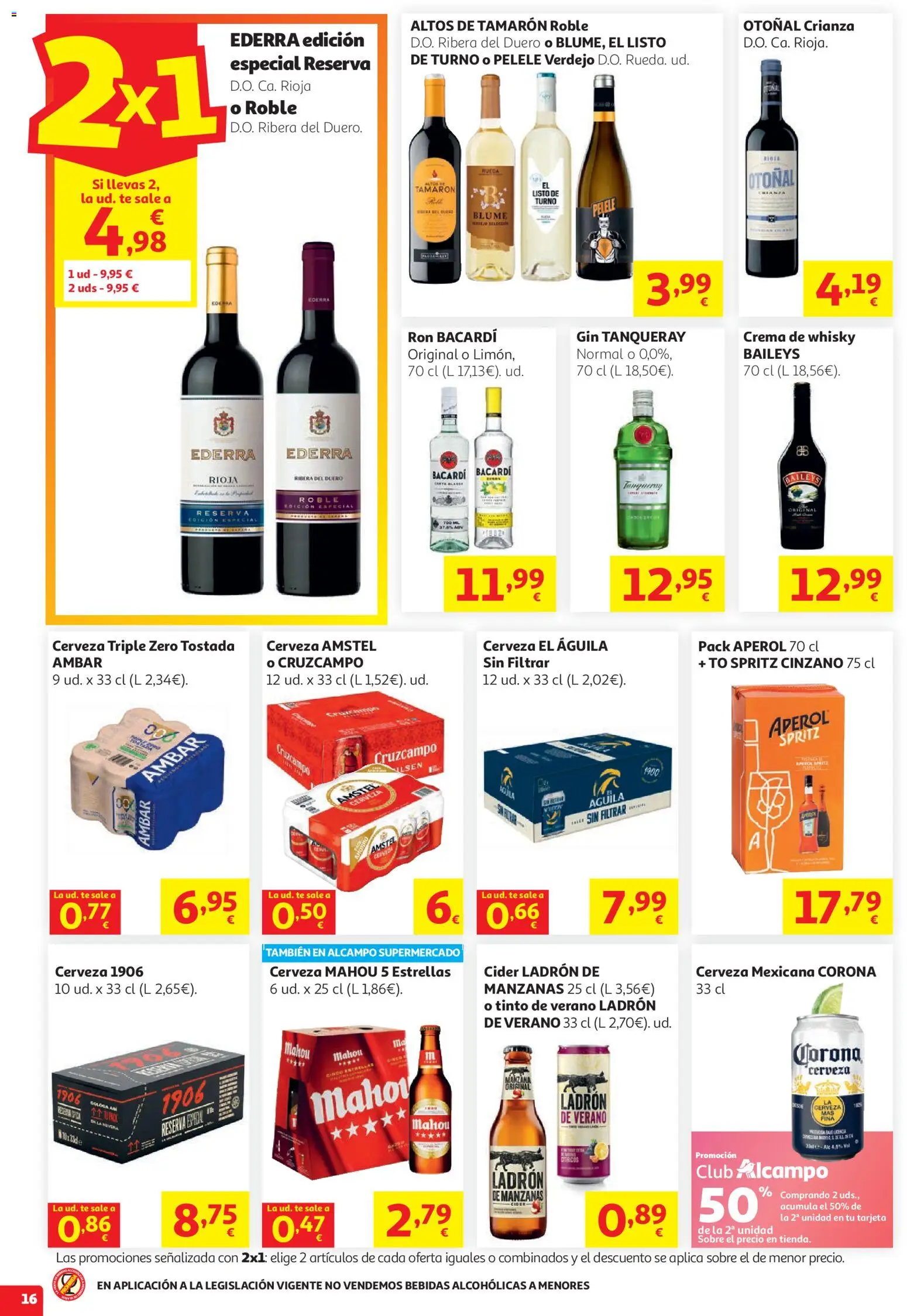 Alcampo HG Unico No Litoral │ válido desde el 15/07/2026 | Página: 16 | Productos: Ron, Manzana, Crema, Té