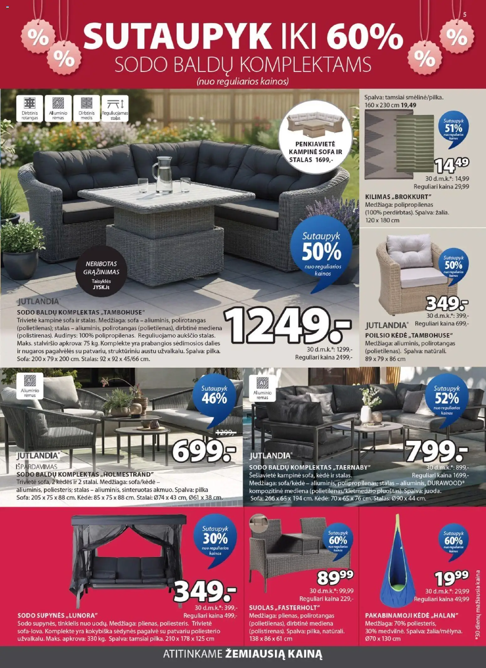 JYSK akcijos nuo 16.06.2026 | Puslapis: 5 | Prekių: Pagalvė, Sofa, Stalas, Kėdė
