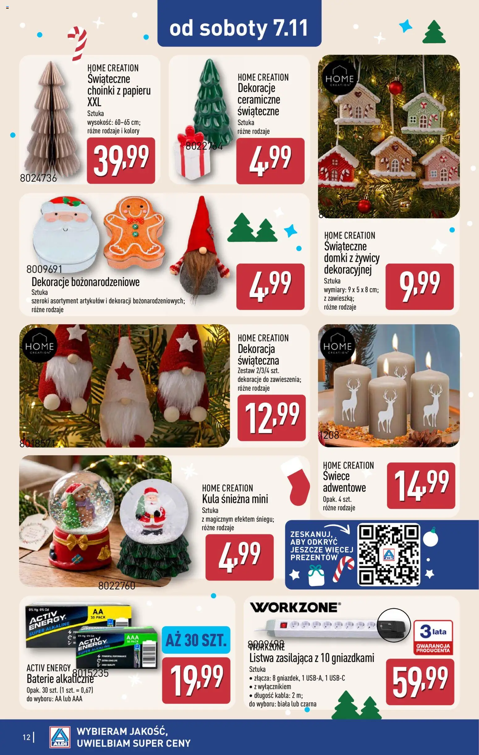 Aldi gazetka - Artykuły przemysłowe i tekstylia od 04.11.2026 | Strona: 12 | Produkty: Baterie, Dekoracje, Świece