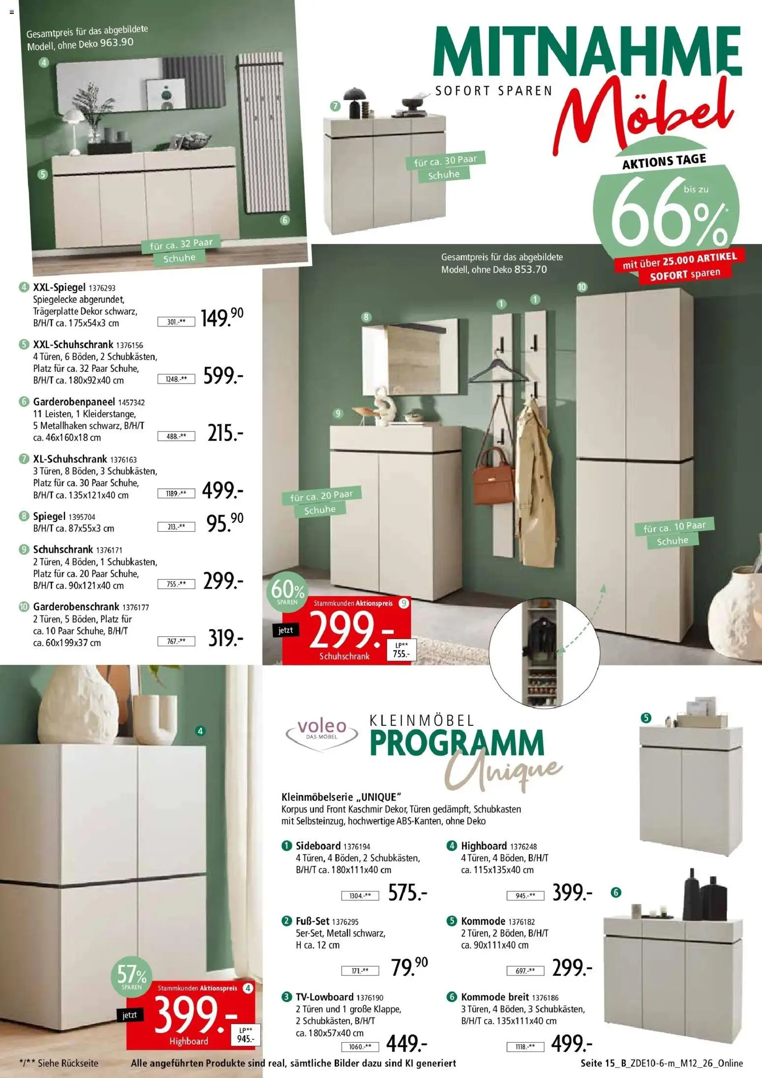 Zurbrüggen Z2 Mitnahme Möbel (ab 10.10.2026) zum Blättern | Seite: 27 | Produkte: HIghboard, Kommode, Spiegel, Garderobenschrank