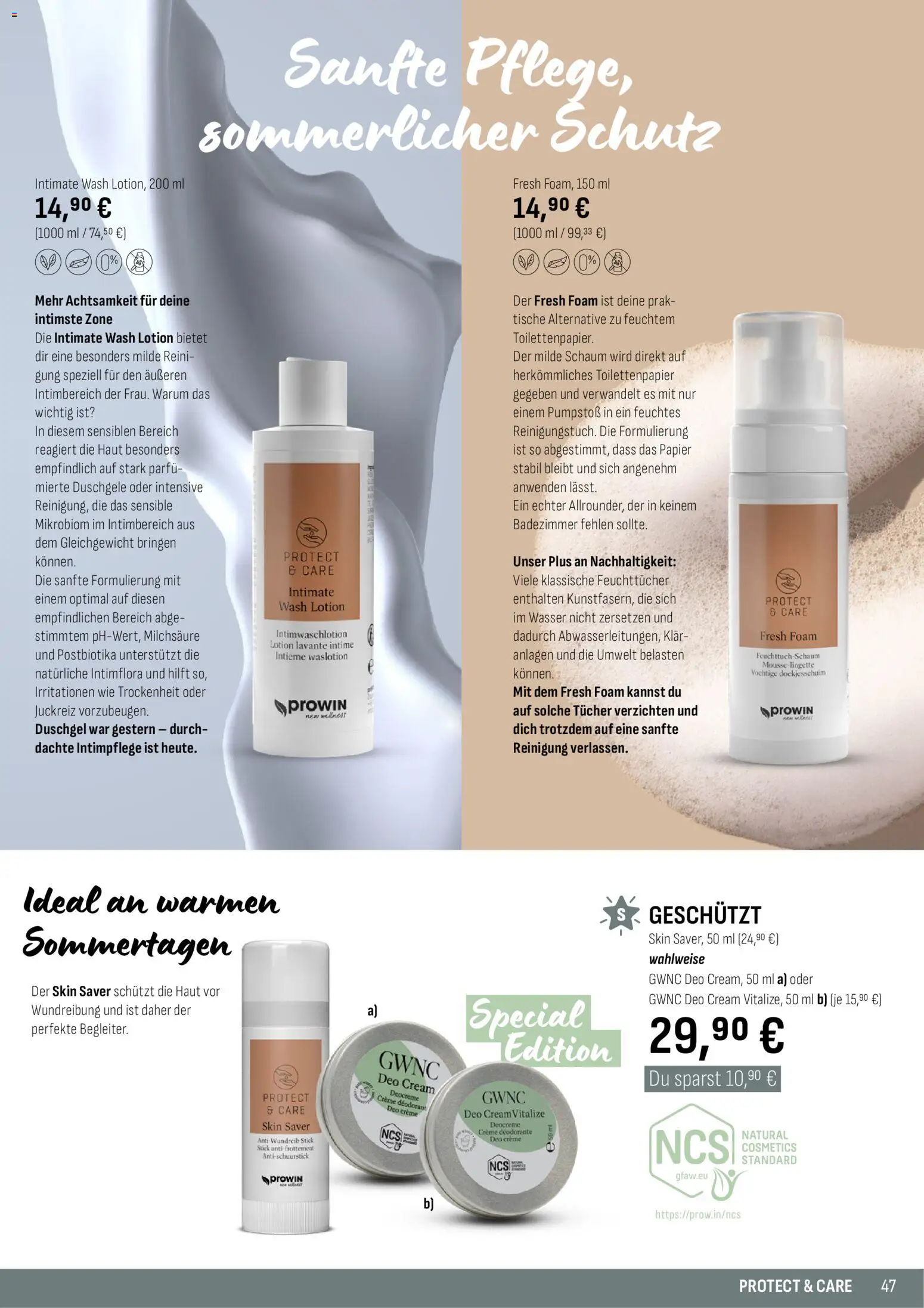 Katalog ProWin New Wellness April / September 2026 – gültig ab 01.04.2026 | Seite: 47 | Produkte: Creme, Duschgel, Deodorant, Wasser