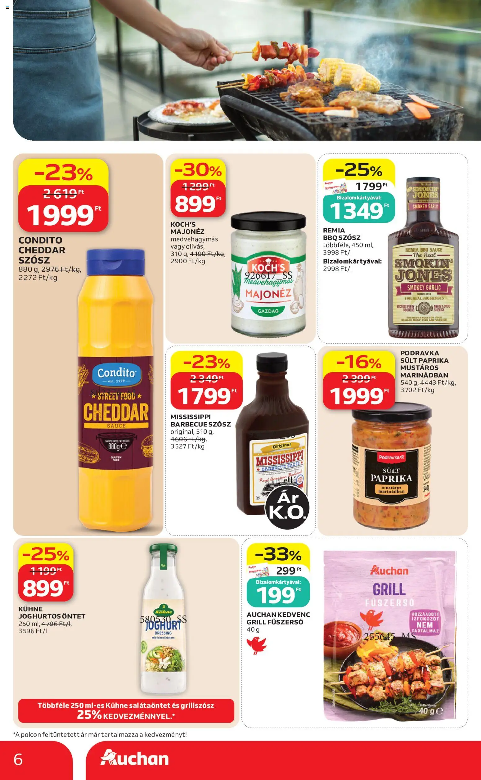 Auchan akciós ujság - amely érvényes a következő dátumtól: 2026.08.13. | Oldal: 6 | Termékek: Paprika, Sült, Majonéz, Szósz