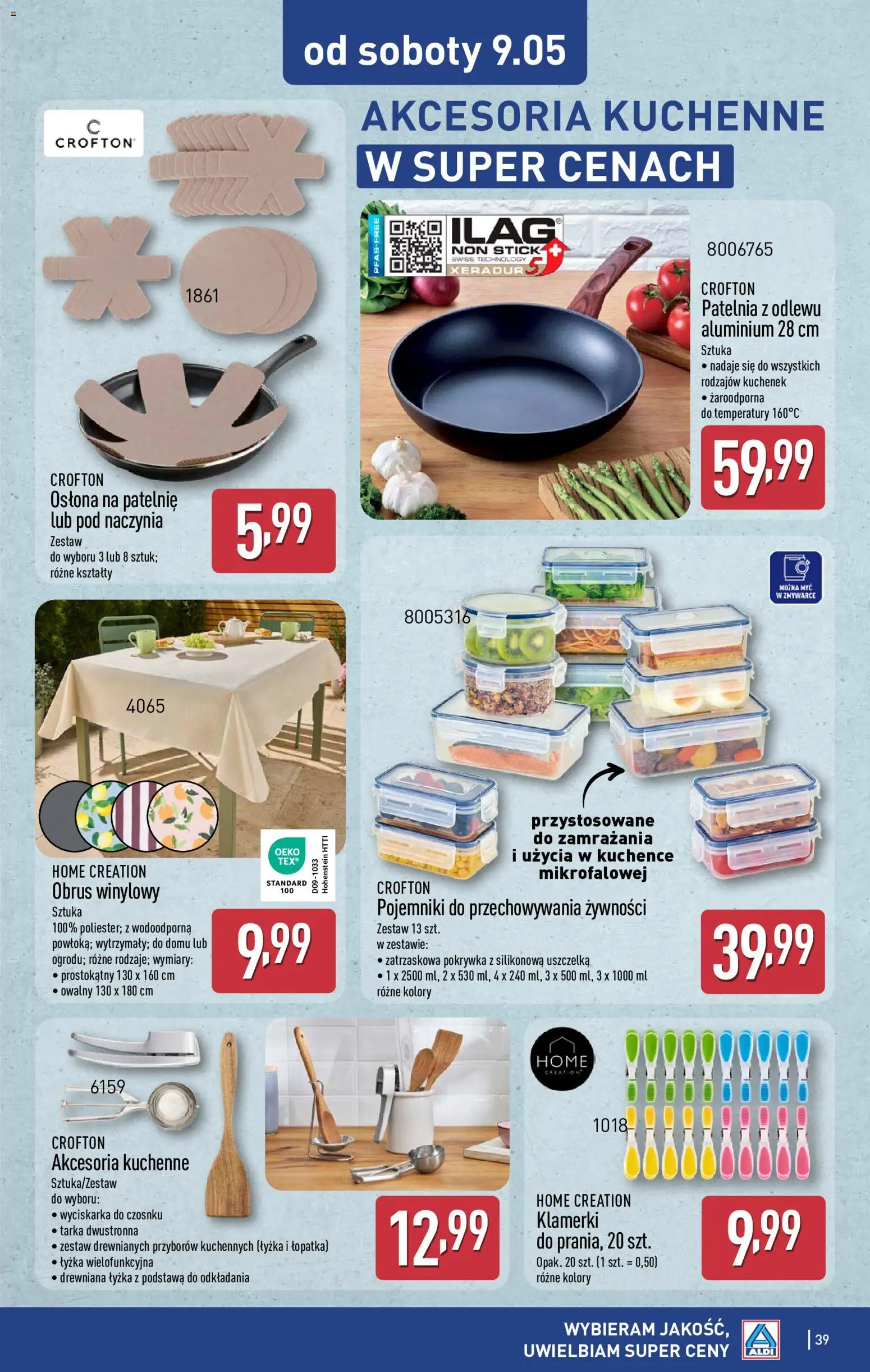 Aldi gazetka od 04.05.2026 | Strona: 39 | Produkty: Patelnie, Wyciskarka, Patelnia