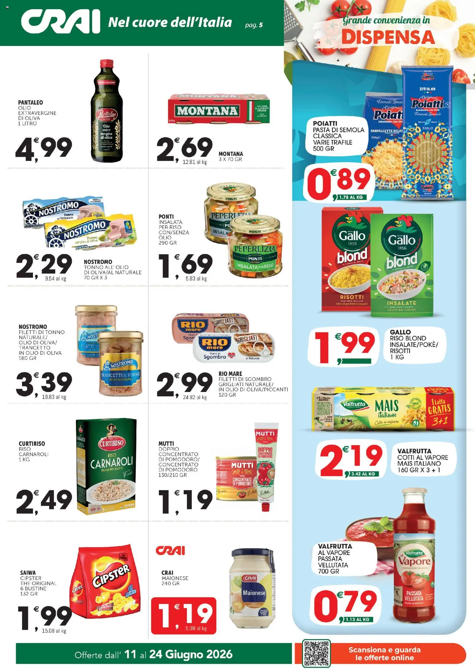 Volantino CRAI del 11.06.2026 | Pagina: 5 | Prodotti: Maionese, Mais, Sgombro, Olio di Oliva