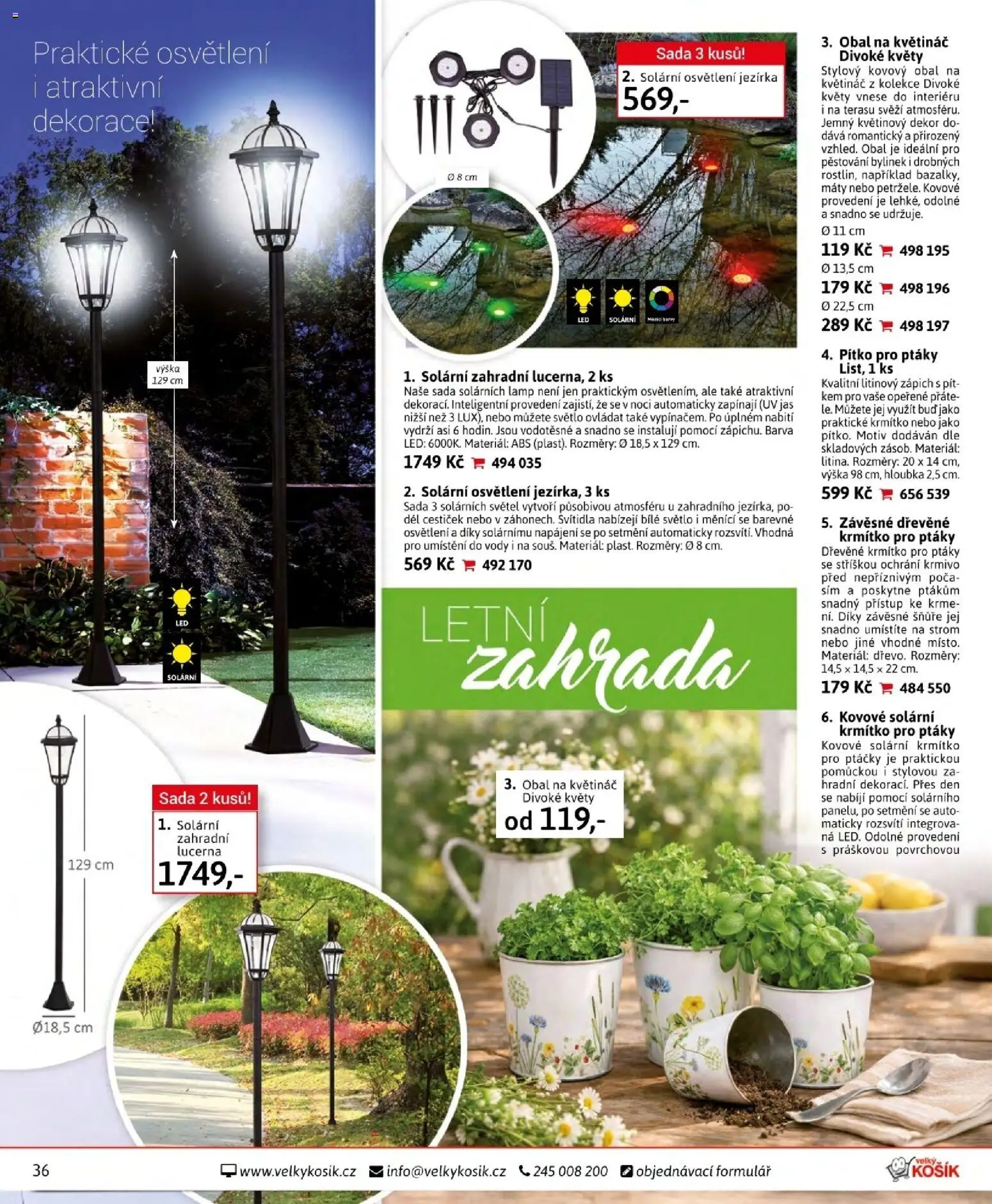 Velký Košík katalog srpen 2026 od 01.08.2026 | Strana: 36 | Produkty: Zápich, Lucerna, Květy, LED